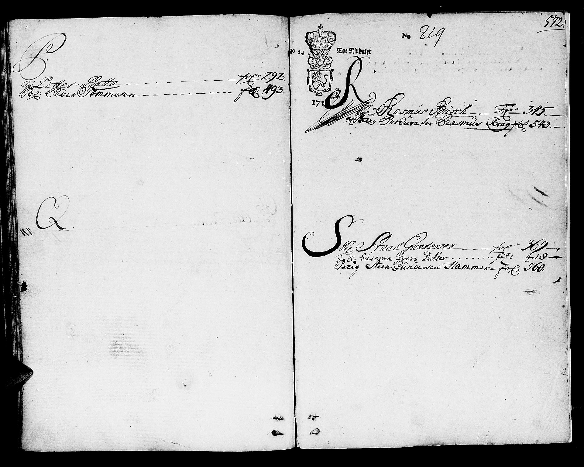 Trondheim byfogd, AV/SAT-A-0003/1/3/3A/L0008: Skifteprotokoll - gml.nr.8. (m/ register), 1716-1722, s. 571b-572a