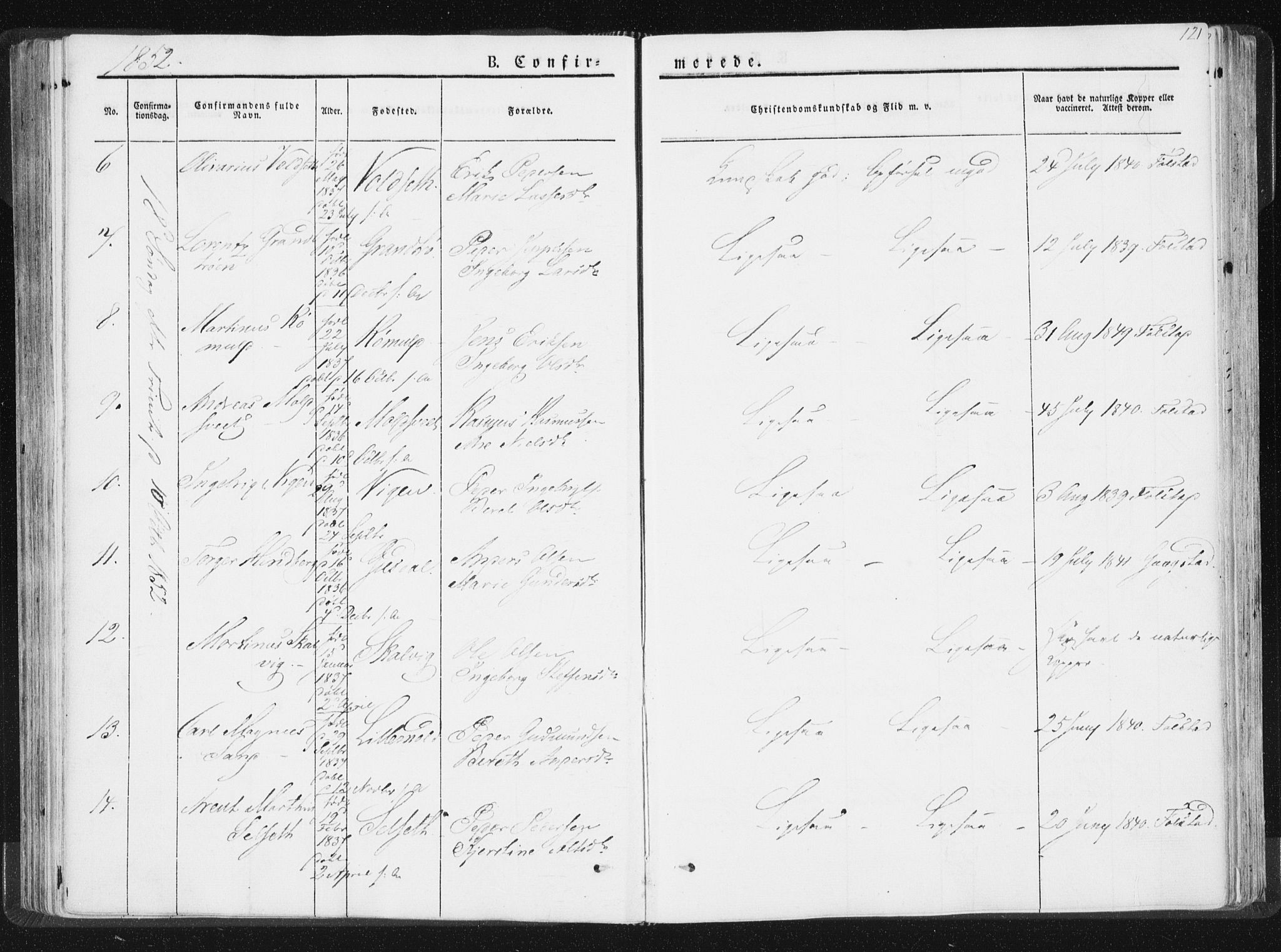Ministerialprotokoller, klokkerbøker og fødselsregistre - Nord-Trøndelag, SAT/A-1458/744/L0418: Ministerialbok nr. 744A02, 1843-1866, s. 121