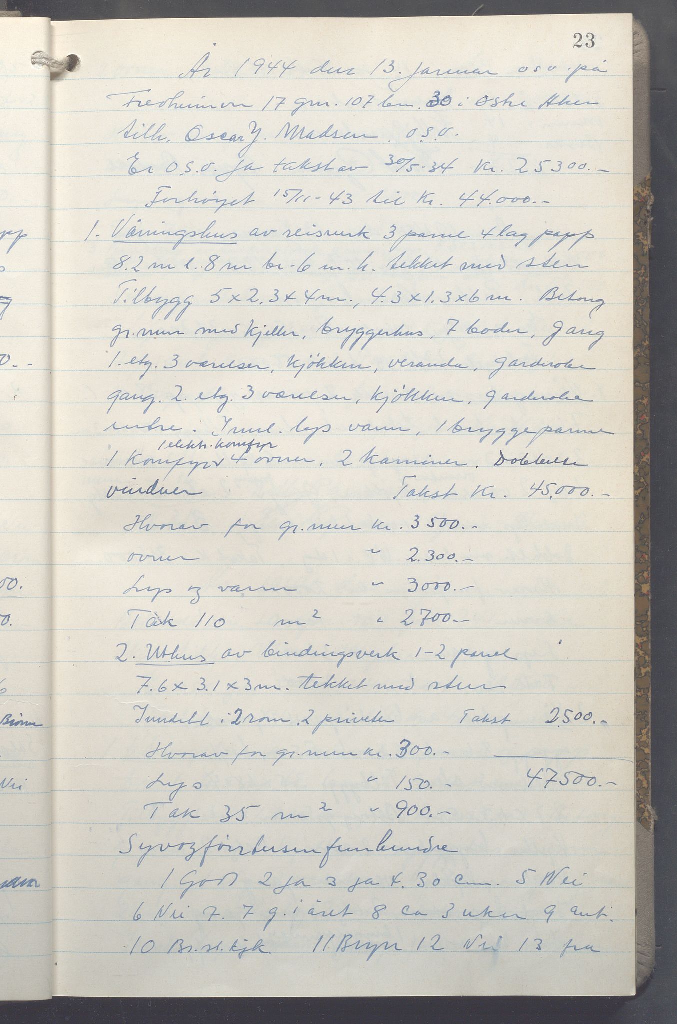 Lensmennene i Aker, OBA/A-10133/F/Fc/L0035: Branntakstprotokoll, 1943-1946, s. 23