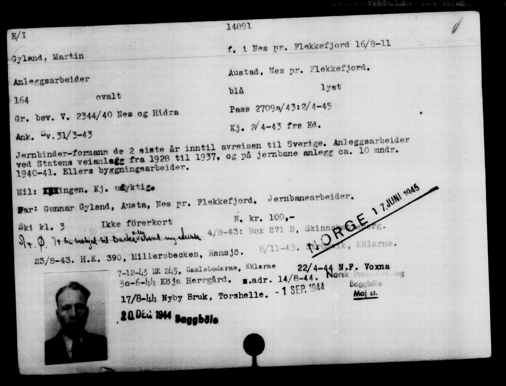 Den Kgl. Norske Legasjons Flyktningskontor, AV/RA-S-6753/V/Va/L0007: Kjesäterkartoteket.  Flyktningenr. 12700-15723, 1940-1945, s. 2525