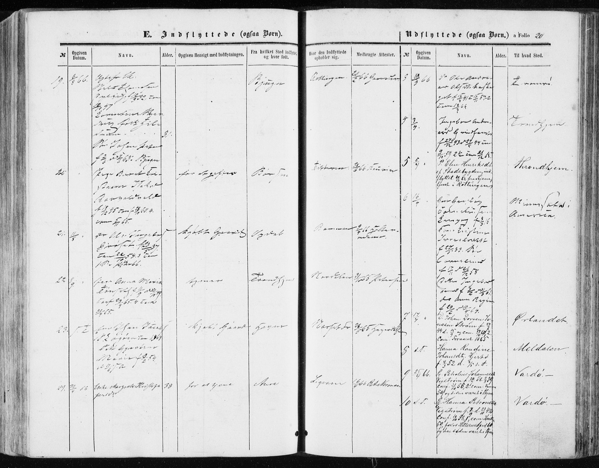Ministerialprotokoller, klokkerbøker og fødselsregistre - Sør-Trøndelag, SAT/A-1456/634/L0531: Ministerialbok nr. 634A07, 1861-1870, s. 20