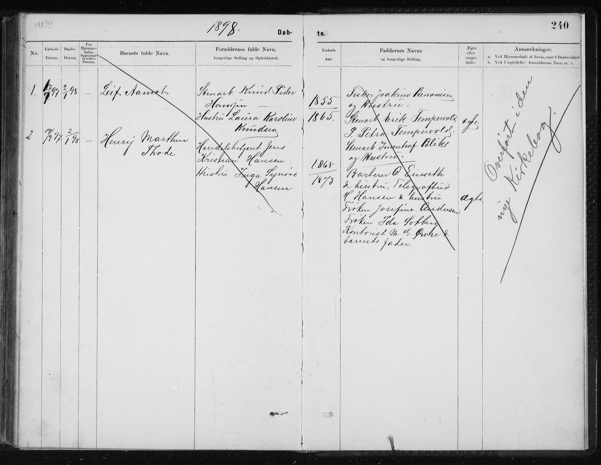 Ministerialprotokoller, klokkerbøker og fødselsregistre - Nordland, AV/SAT-A-1459/801/L0032: Klokkerbok nr. 801C07, 1889-1897, s. 240