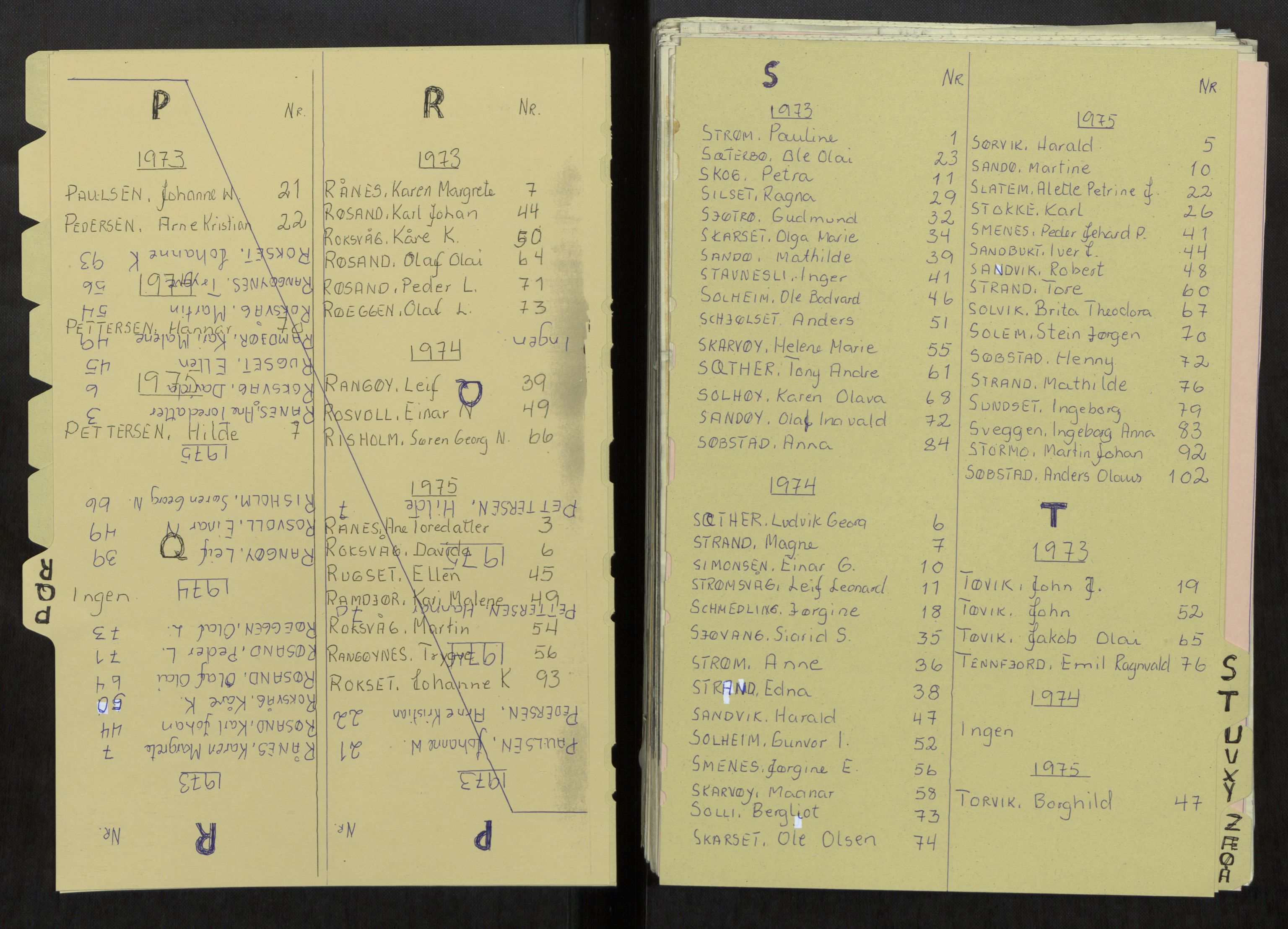 Averøy og Frei lensmannskontor, AV/SAT-A-1091/3/Gh/L0004: Dødsfallsprotokoll, 1973-1975