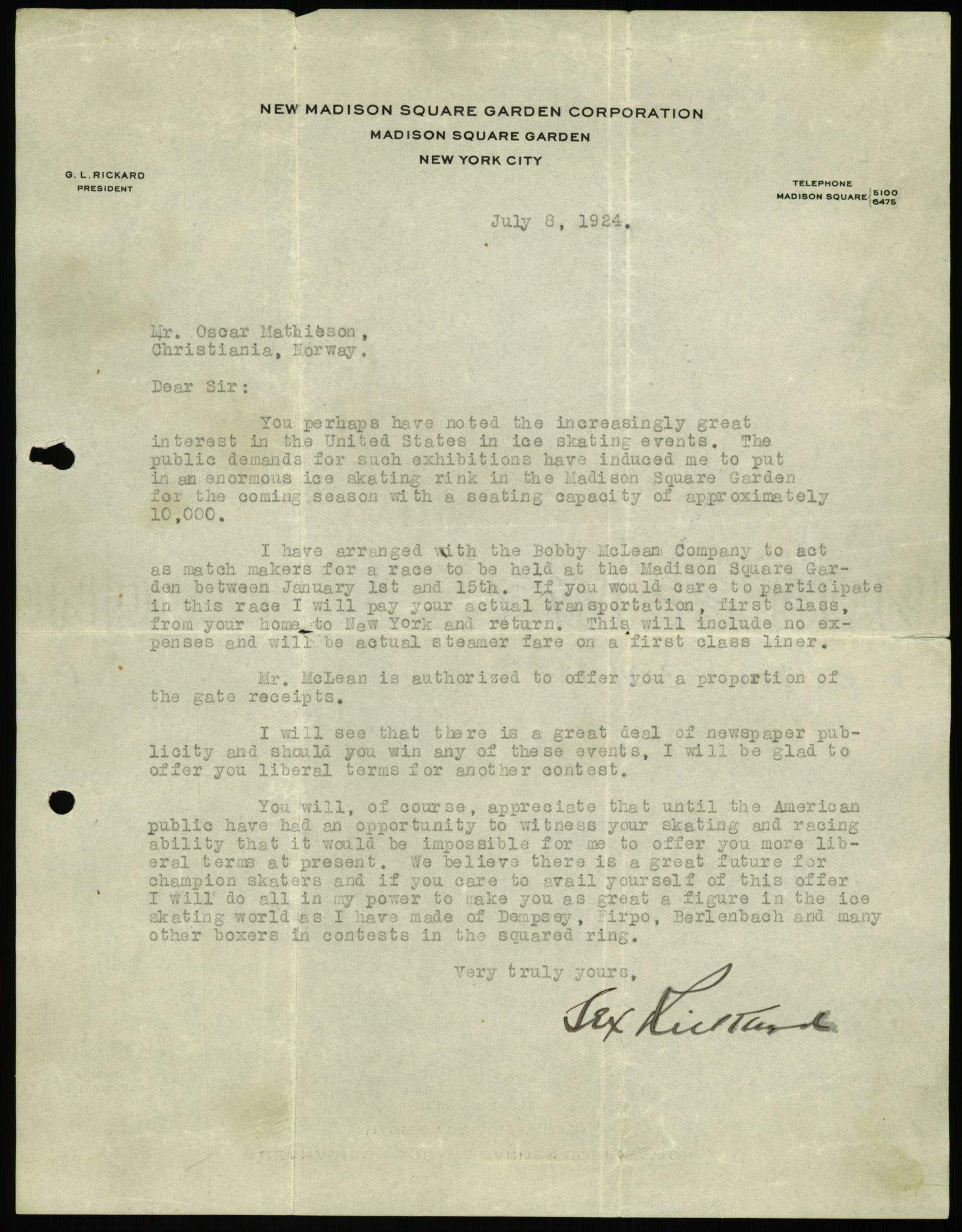 Mathisen, Oscar Wilhelm, AV/RA-PA-1912/Fa/L0001: Inngående korrespondanse, 1916-1954, s. 48