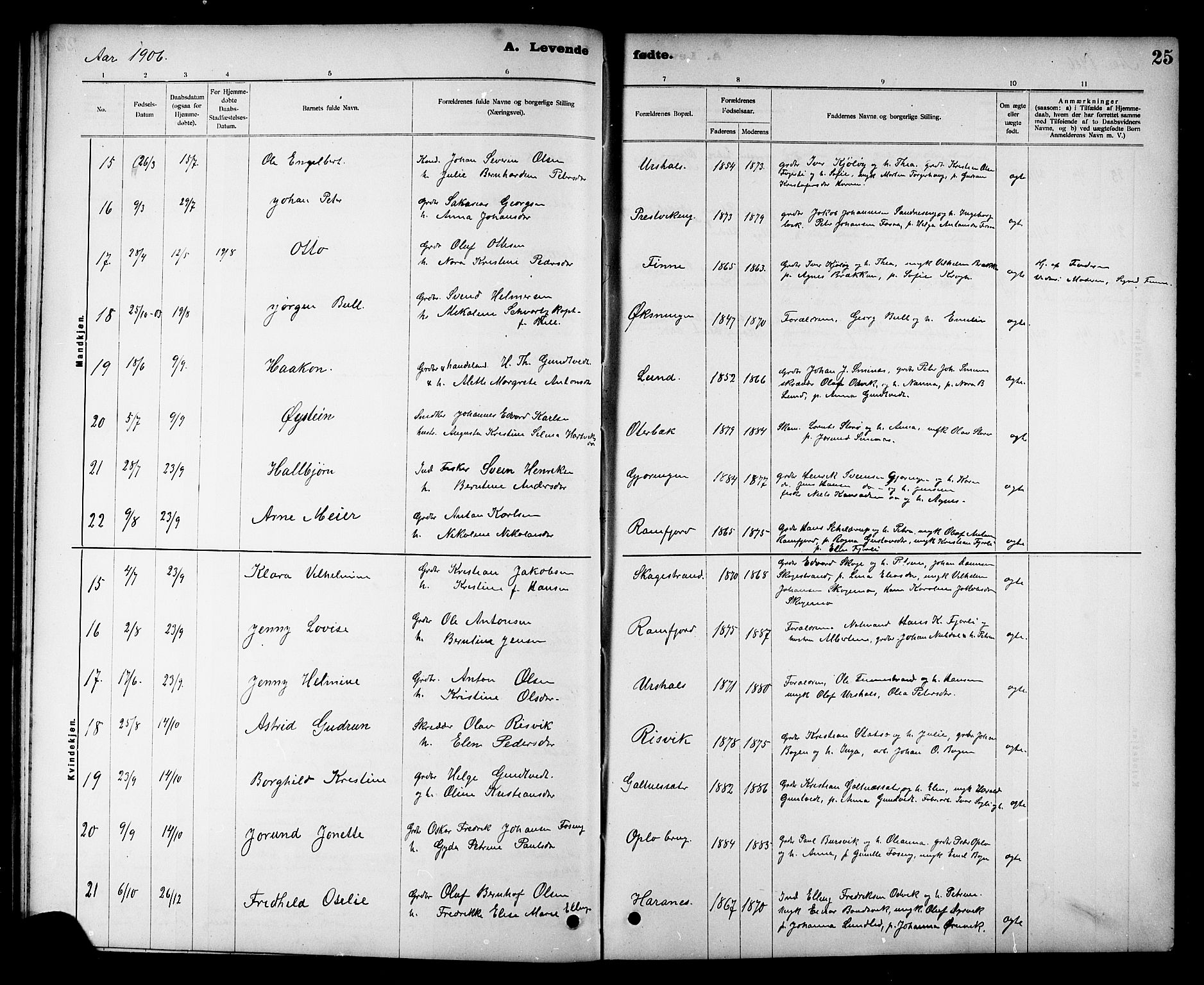Ministerialprotokoller, klokkerbøker og fødselsregistre - Nord-Trøndelag, AV/SAT-A-1458/780/L0652: Klokkerbok nr. 780C04, 1899-1911, s. 25