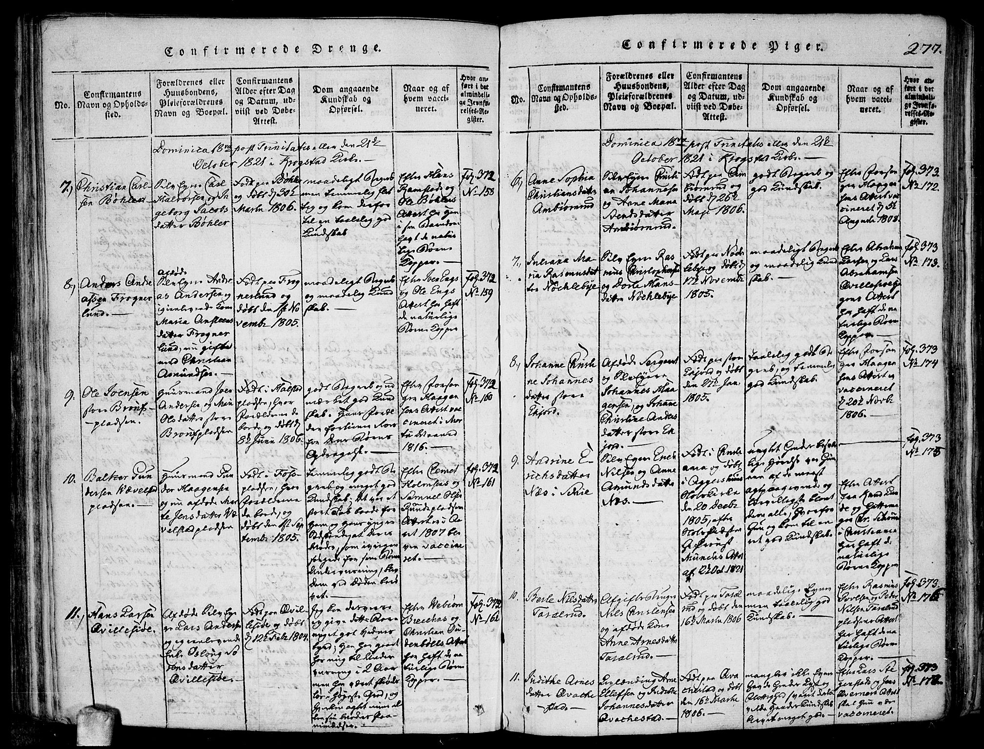 Kråkstad prestekontor Kirkebøker, AV/SAO-A-10125a/F/Fa/L0003: Ministerialbok nr. I 3, 1813-1824, s. 277