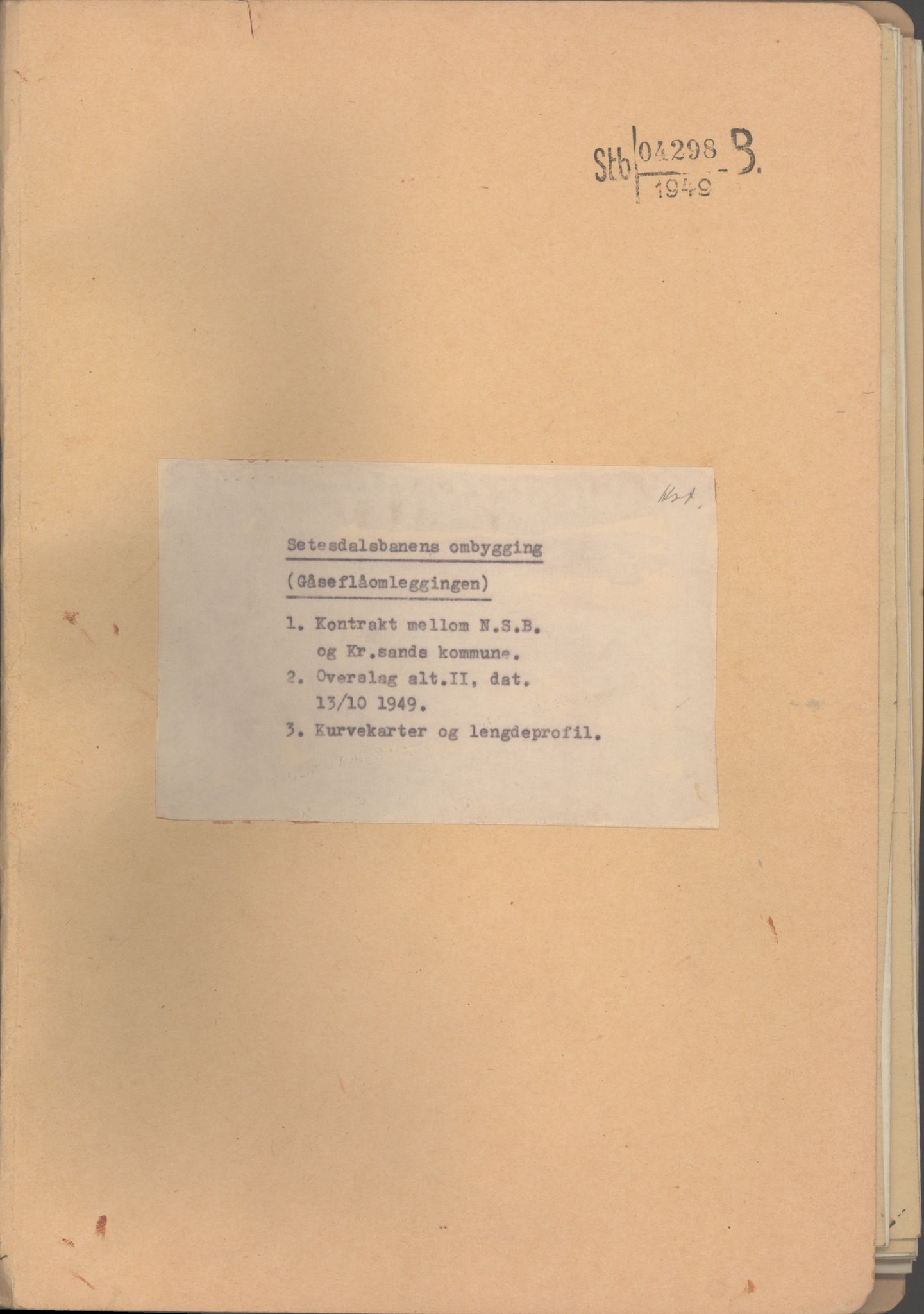 Norges Statsbaner, Baneavdelingen B, RA/S-1619/1/F/Fa/L0216: SETESDALSBANENS OMBYGGING. GÅSEFLÅOMLEGGINGEN., 1949, s. 1