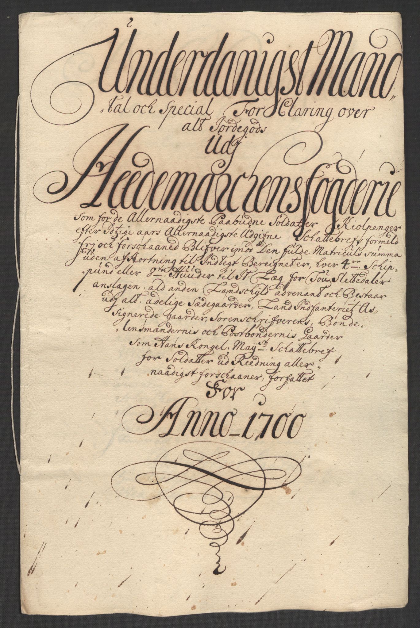 Rentekammeret inntil 1814, Reviderte regnskaper, Fogderegnskap, RA/EA-4092/R16/L1039: Fogderegnskap Hedmark, 1700, s. 183