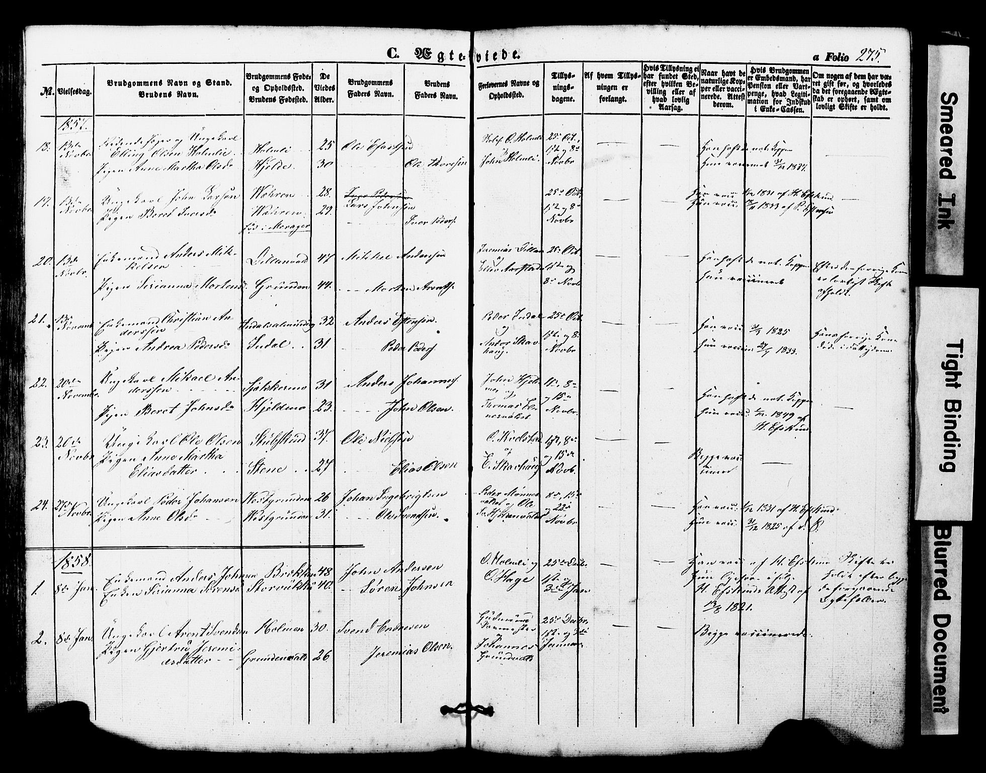 Ministerialprotokoller, klokkerbøker og fødselsregistre - Nord-Trøndelag, SAT/A-1458/724/L0268: Klokkerbok nr. 724C04, 1846-1878, s. 275