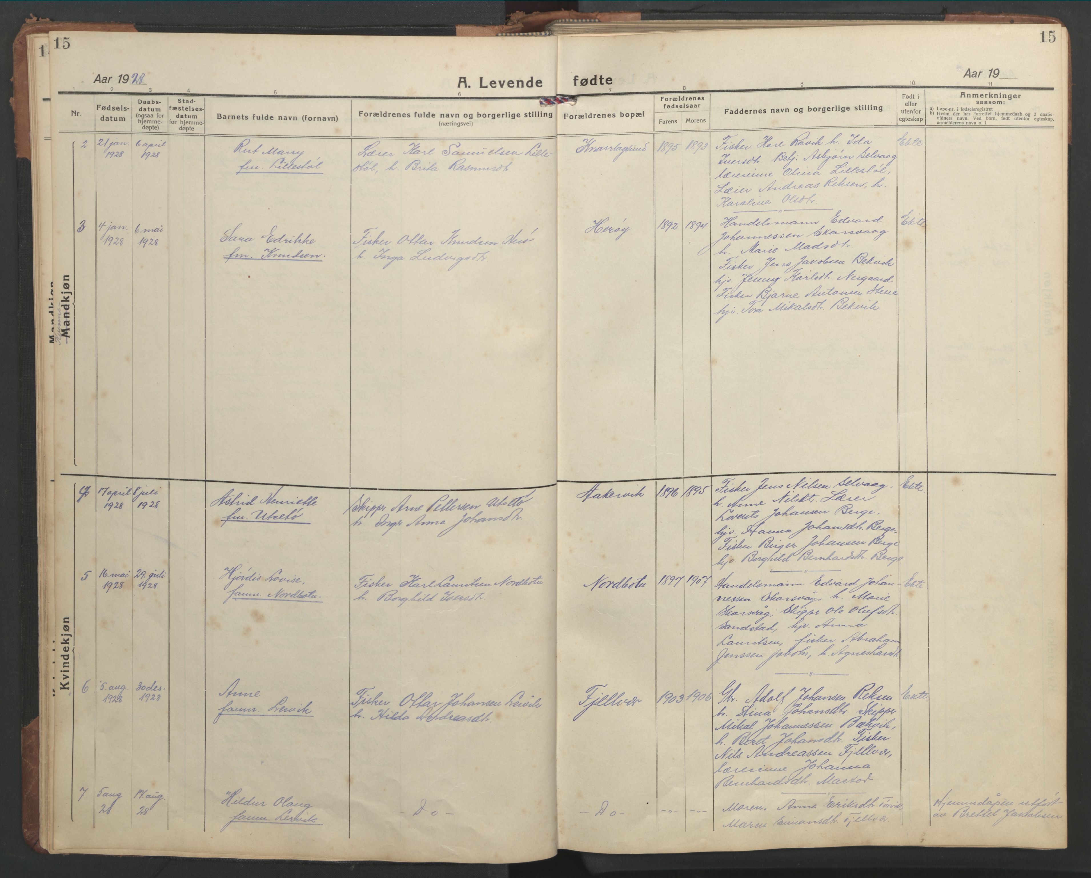 Ministerialprotokoller, klokkerbøker og fødselsregistre - Sør-Trøndelag, SAT/A-1456/638/L0569: Klokkerbok nr. 638C01, 1923-1961, s. 15