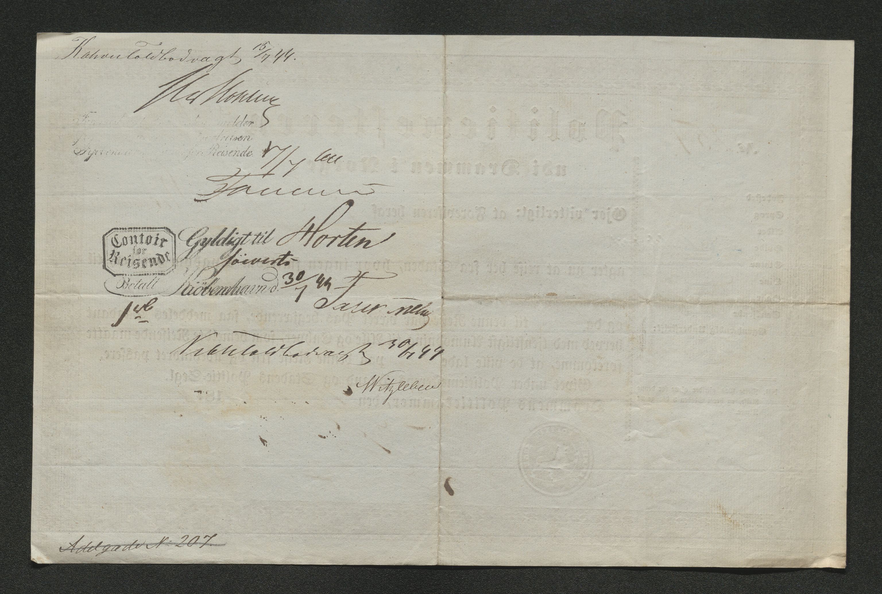 Drammen politikammer, SAKO/A-623/I/Ia/Iab/L0007: Innleverte pass, 1843-1844, s. 629