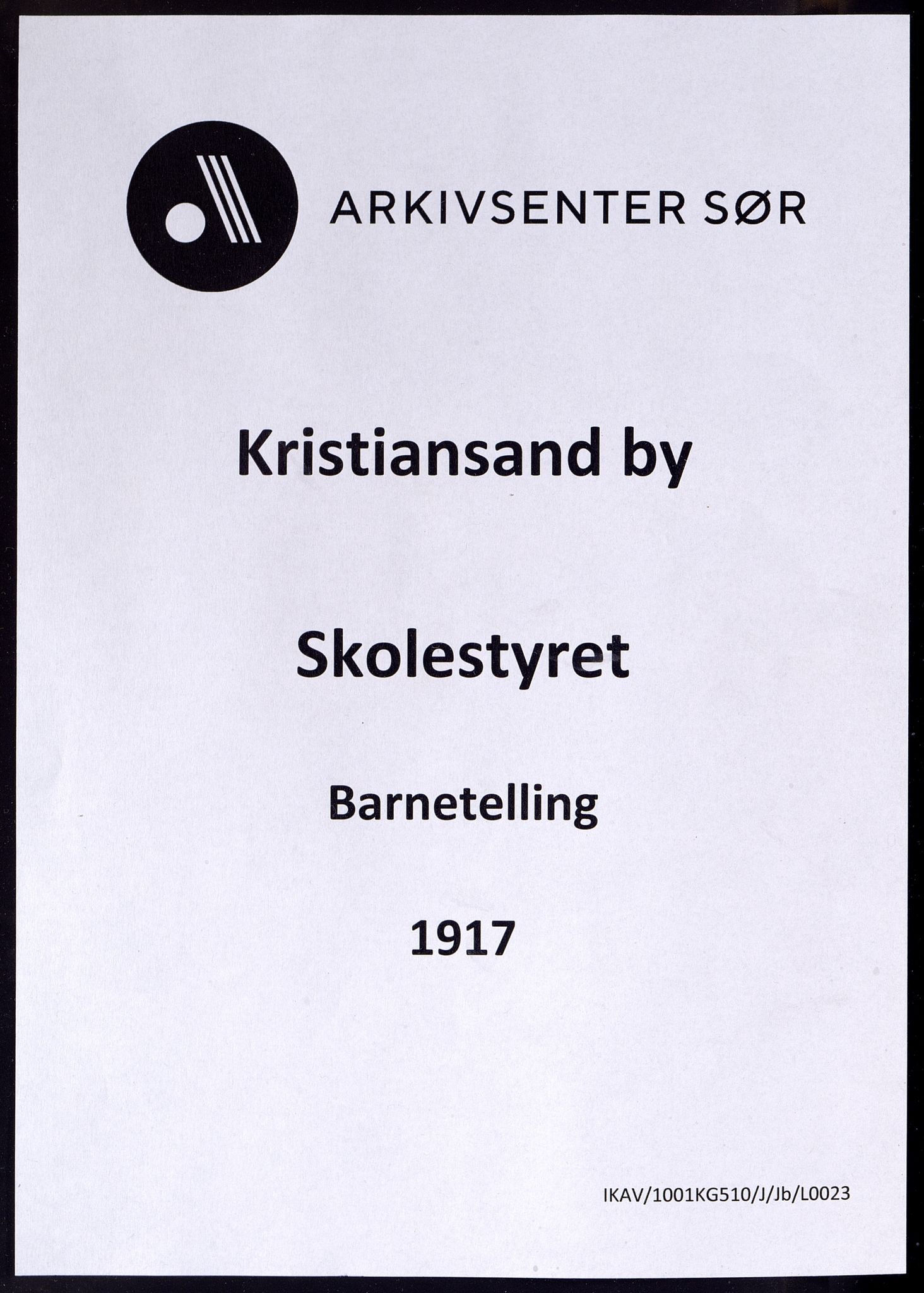 Kristiansand By - Skolekommisjonen/ -Styret, IKAV/1001KG510/J/Jb/L0023: Barnetelling, 1917