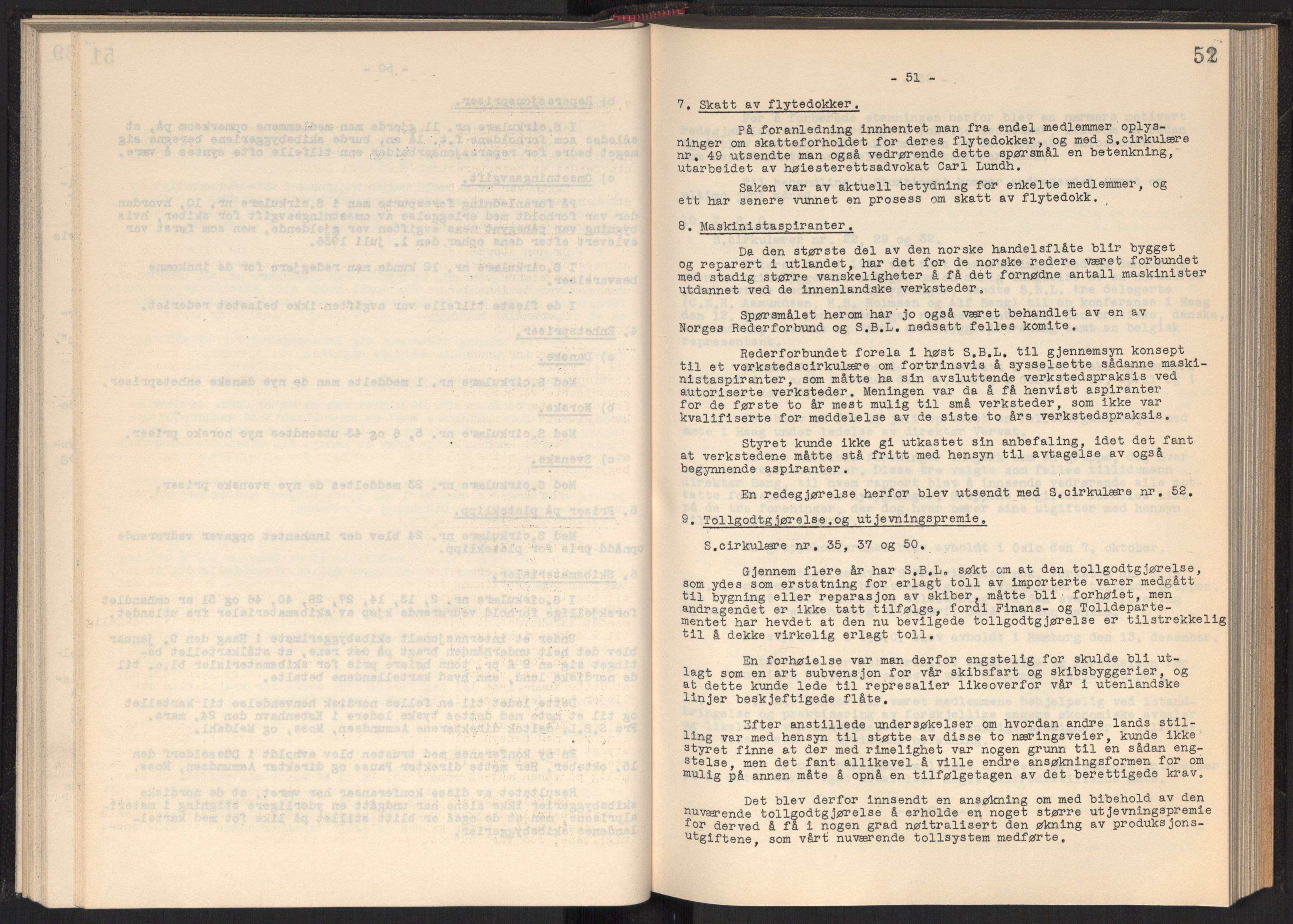 Teknologibedriftenes Landsforening TBL, RA/PA-1700/A/Ad/L0006: Årsberetning med register, 1937-1943, s. 52