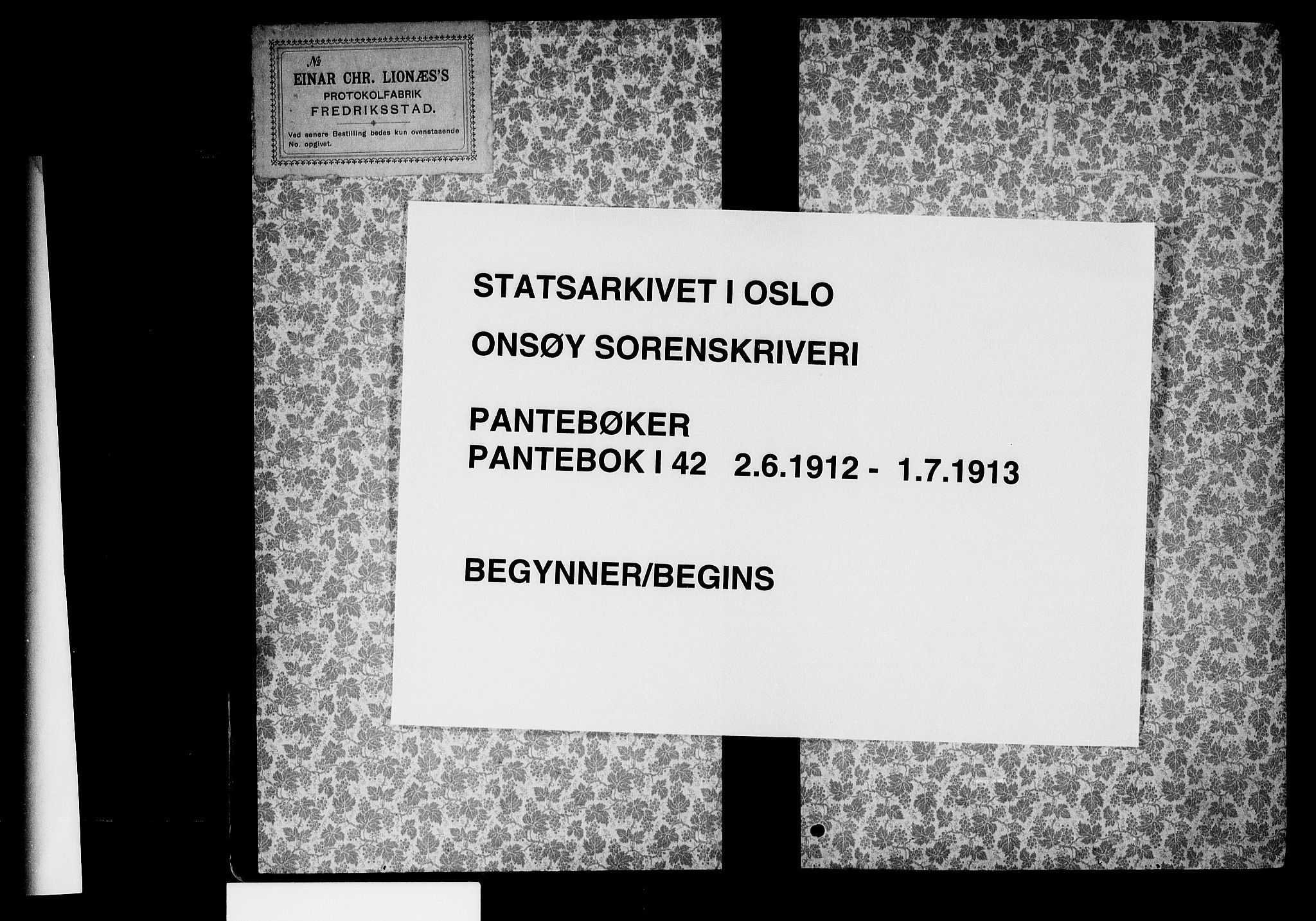 Onsøy sorenskriveri, SAO/A-10474/G/Ga/Gaa/L0042: Pantebok nr. I 42, 1912-1913