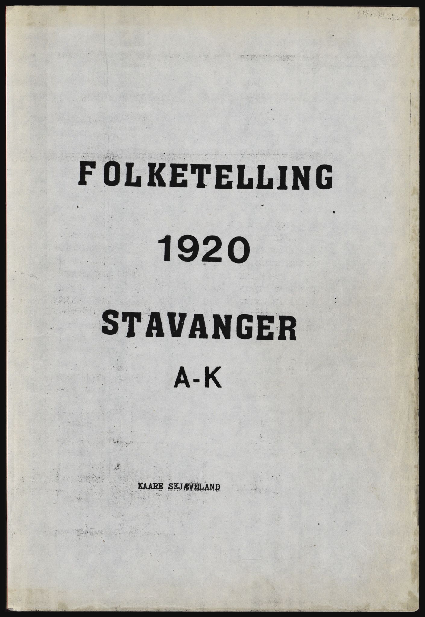 SAST, Avskrift av folketellingen 1920 for Stavanger kjøpstad, 1920, s. 1053