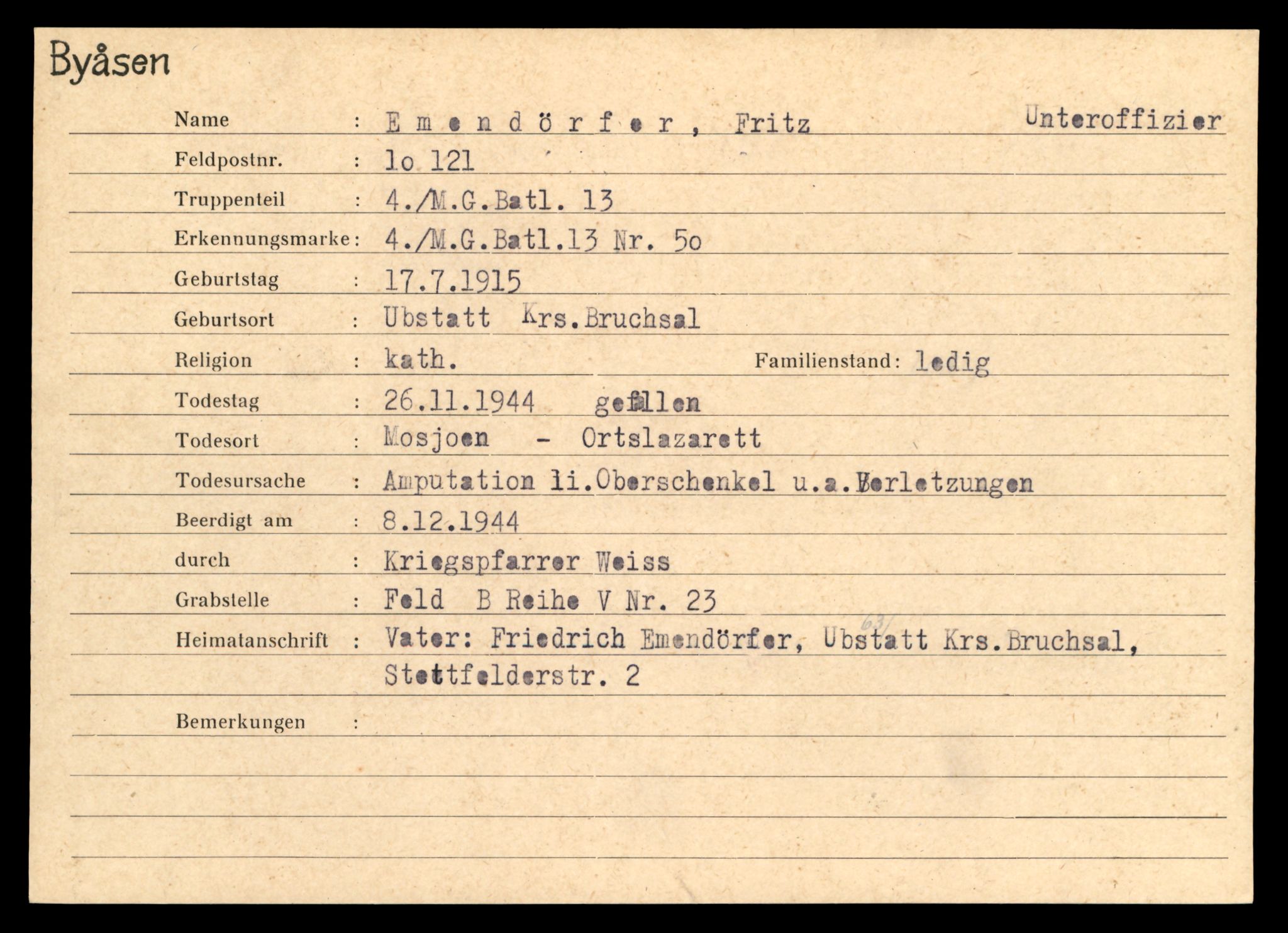 Distriktskontoret for krigsgraver, AV/SAT-A-5030/E/L0004: Kasett/kartotek over tysk Krigskirkegård på Byåsen, 1945, s. 359