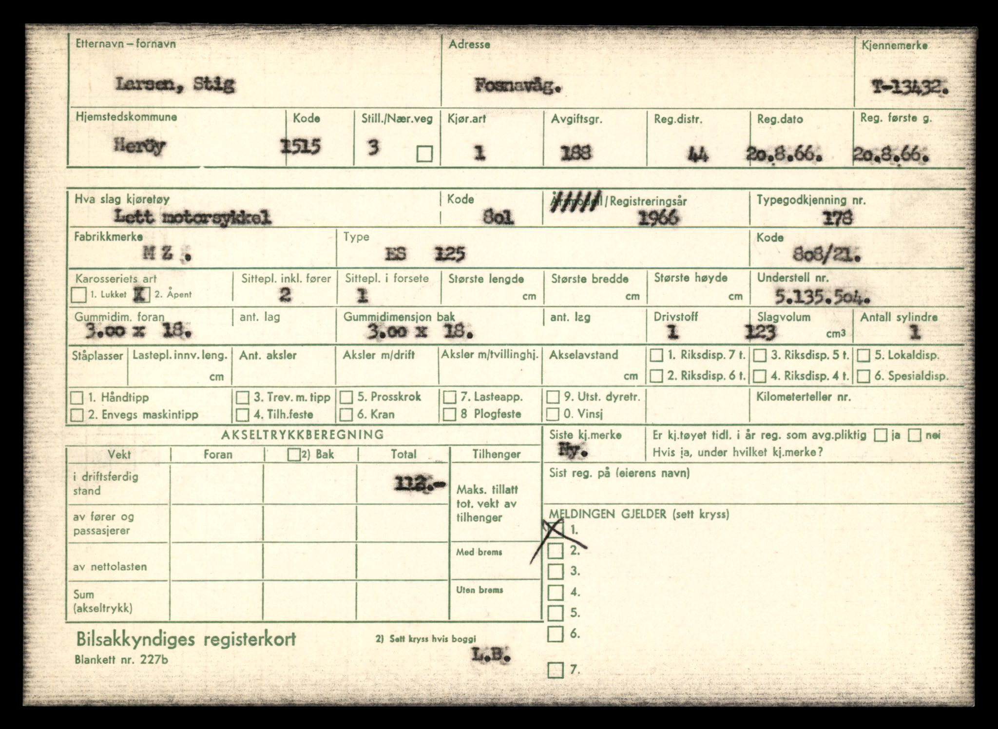 Møre og Romsdal vegkontor - Ålesund trafikkstasjon, AV/SAT-A-4099/F/Fe/L0039: Registreringskort for kjøretøy T 13361 - T 13530, 1927-1998, s. 1215