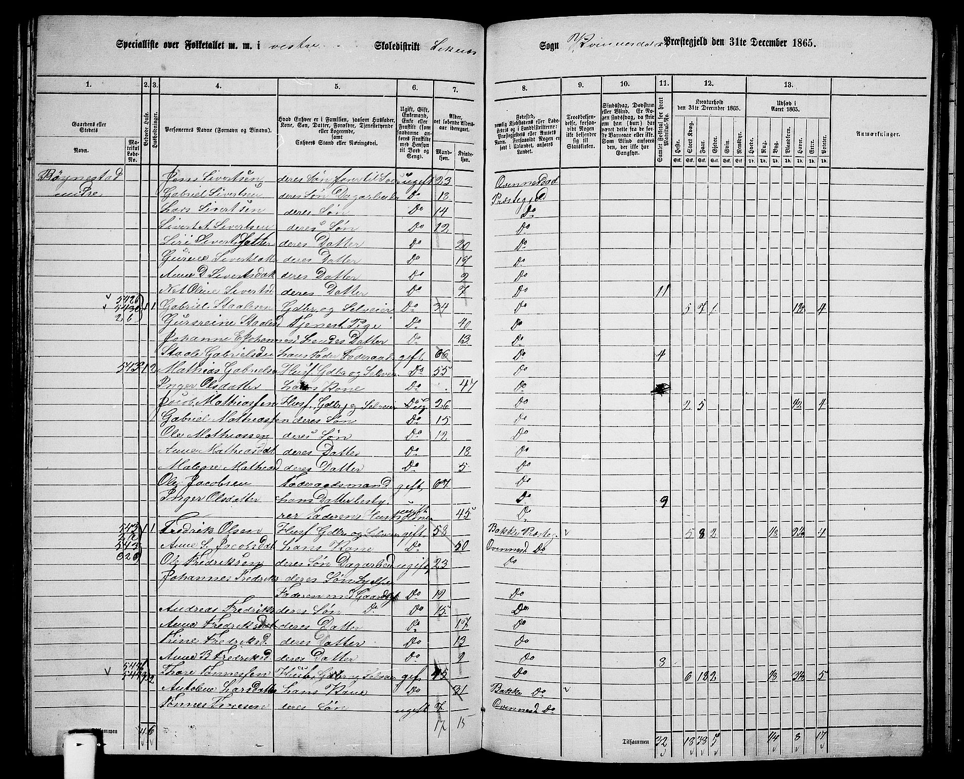 RA, Folketelling 1865 for 1037P Kvinesdal prestegjeld, 1865, s. 145