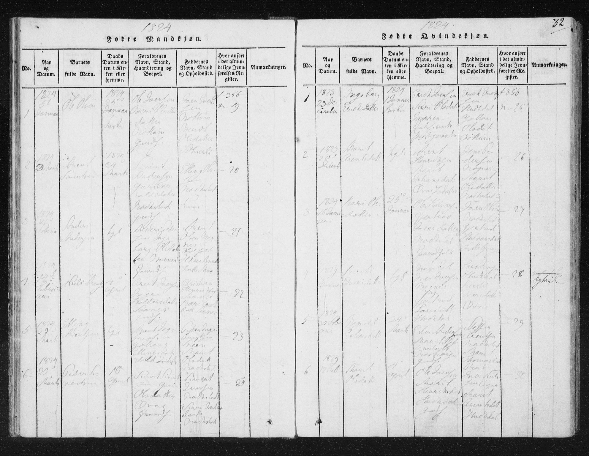 Ministerialprotokoller, klokkerbøker og fødselsregistre - Sør-Trøndelag, SAT/A-1456/687/L0996: Ministerialbok nr. 687A04, 1816-1842, s. 32