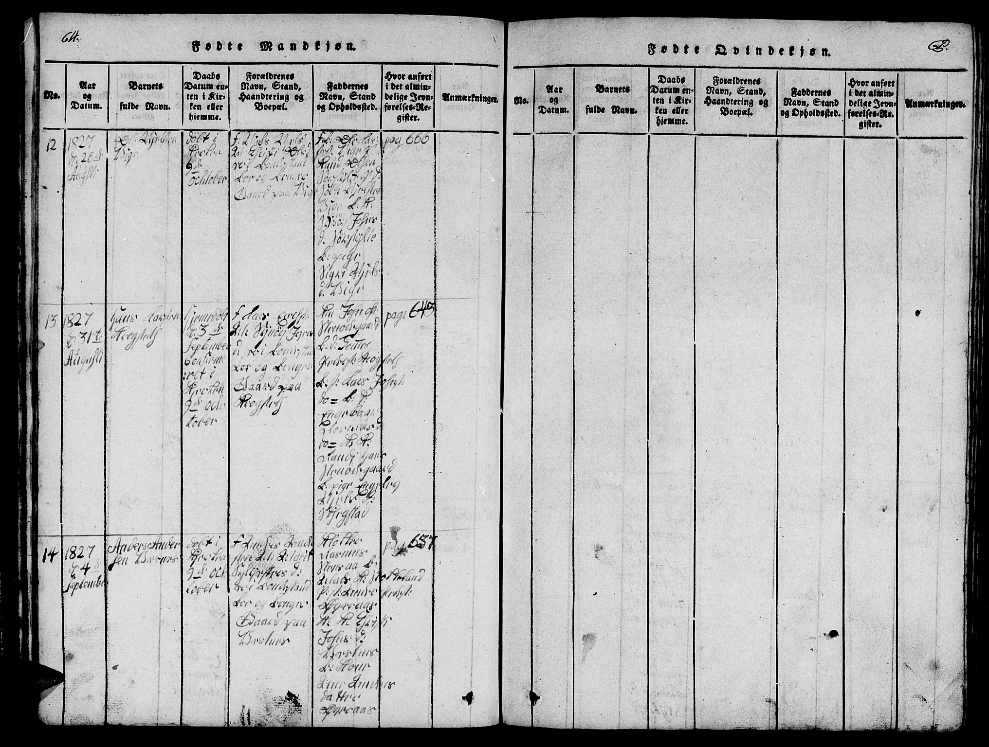 Ministerialprotokoller, klokkerbøker og fødselsregistre - Møre og Romsdal, AV/SAT-A-1454/539/L0535: Klokkerbok nr. 539C01, 1818-1842, s. 64-65