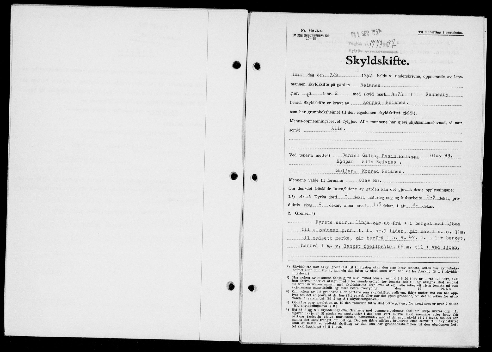 Ryfylke tingrett, SAST/A-100055/001/II/IIB/L0139: Pantebok nr. 118, 1957-1957, Dagboknr: 1773/1957