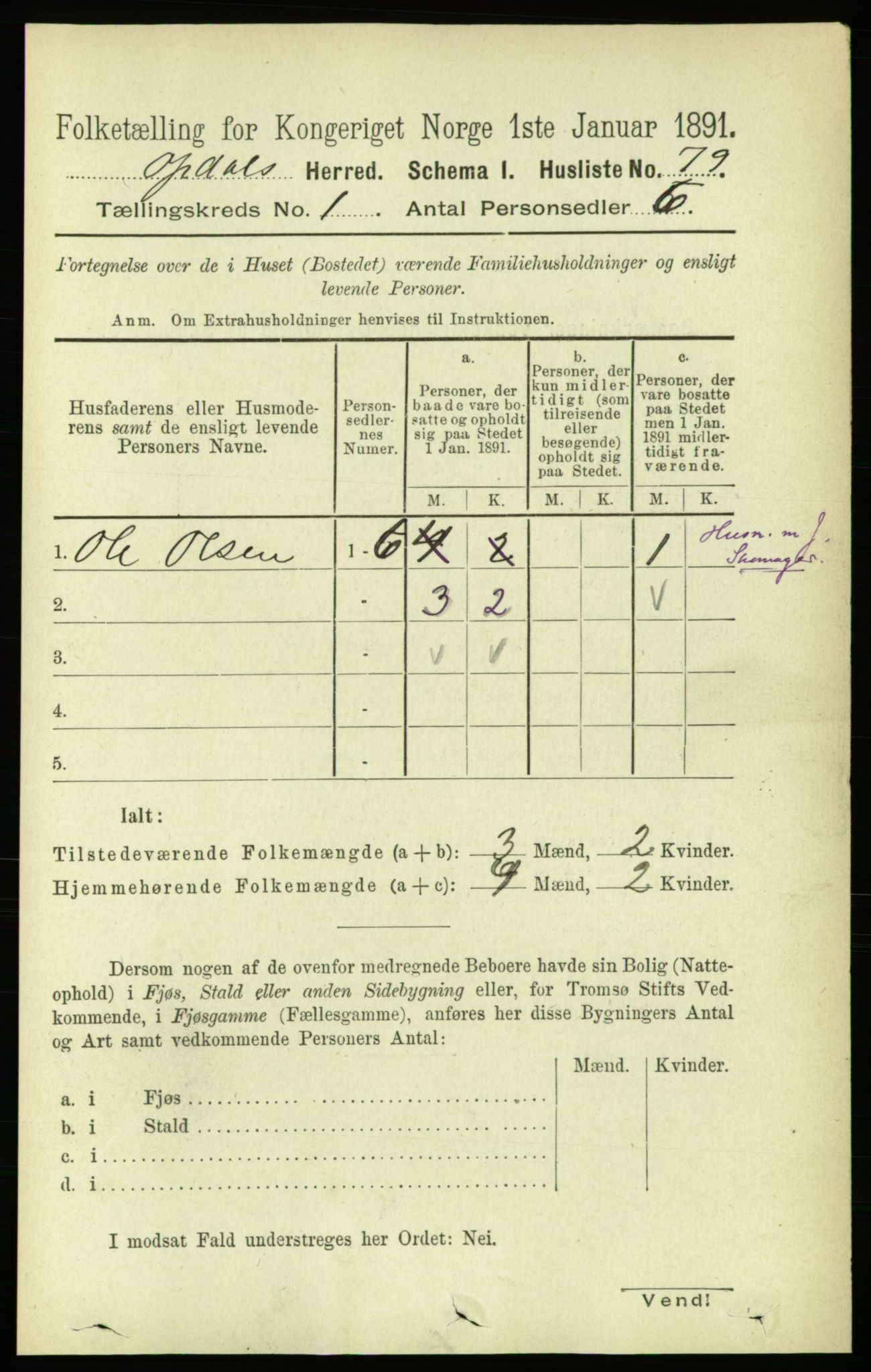 RA, Folketelling 1891 for 1634 Oppdal herred, 1891, s. 108