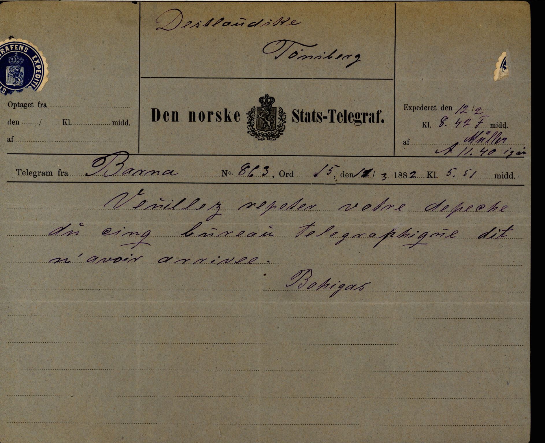 Pa 63 - Østlandske skibsassuranceforening, VEMU/A-1079/G/Ga/L0015/0010: Havaridokumenter / Cuba, Sirius, Freyr, Noatun, Frey, 1882, s. 138