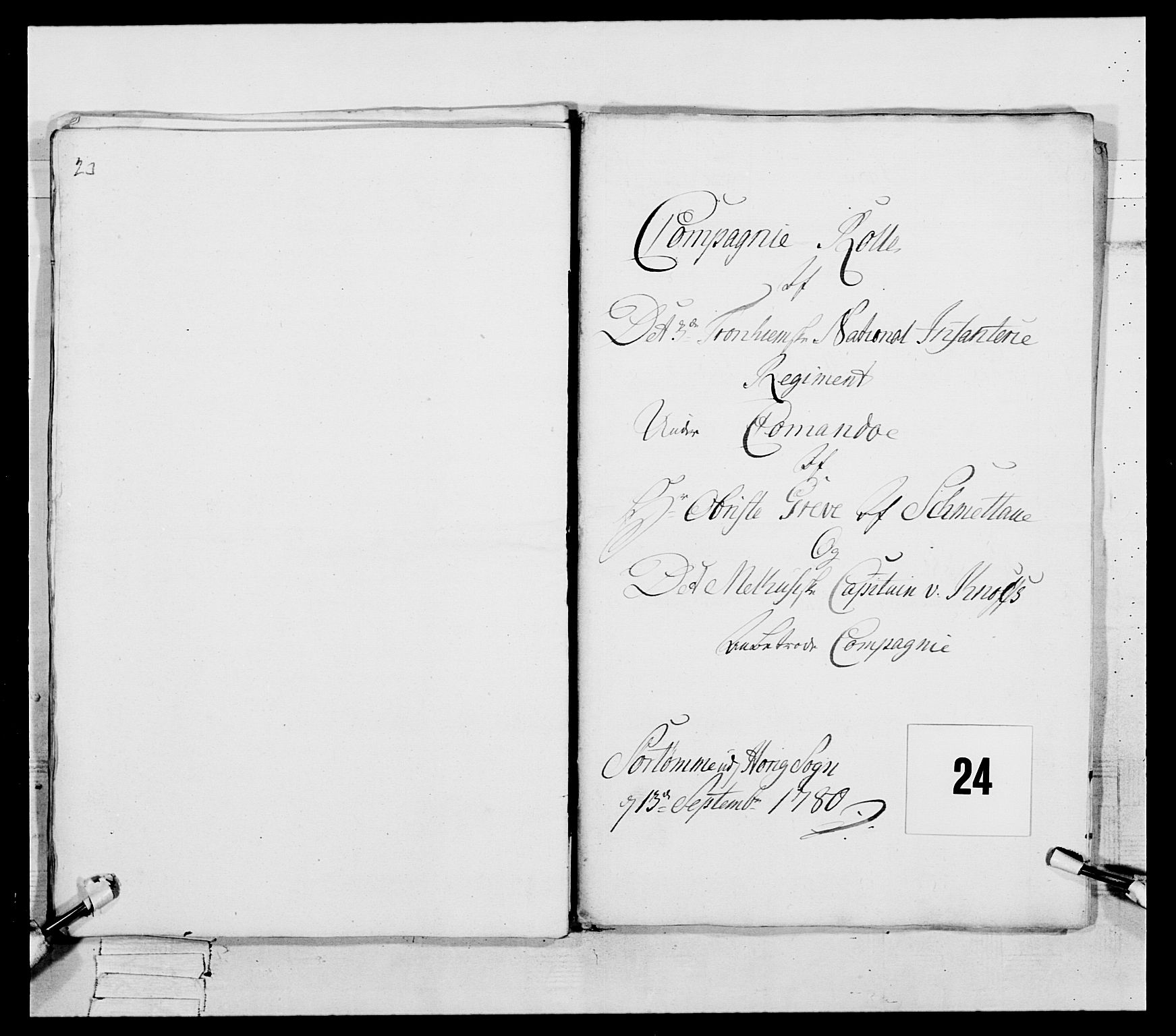 Generalitets- og kommissariatskollegiet, Det kongelige norske kommissariatskollegium, AV/RA-EA-5420/E/Eh/L0087: 3. Trondheimske nasjonale infanteriregiment, 1780, s. 283