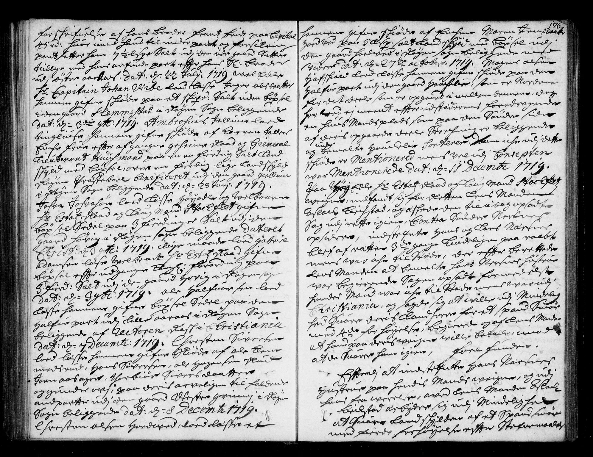 Lier, Røyken og Hurum sorenskriveri, AV/SAKO-A-89/F/Fa/L0044: Tingbok, 1716-1721, s. 176