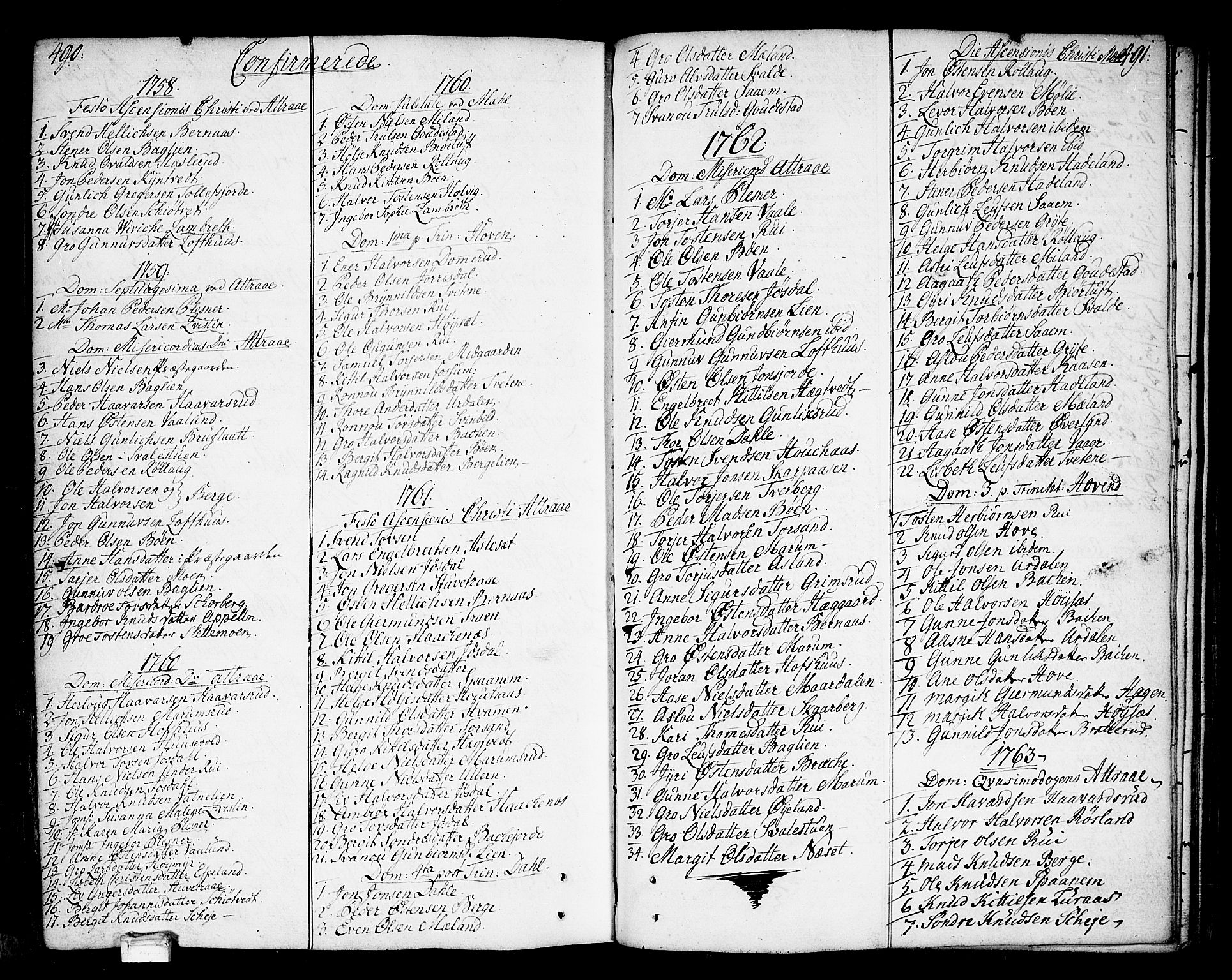 Tinn kirkebøker, AV/SAKO-A-308/F/Fa/L0002: Ministerialbok nr. I 2, 1757-1810, s. 490-491