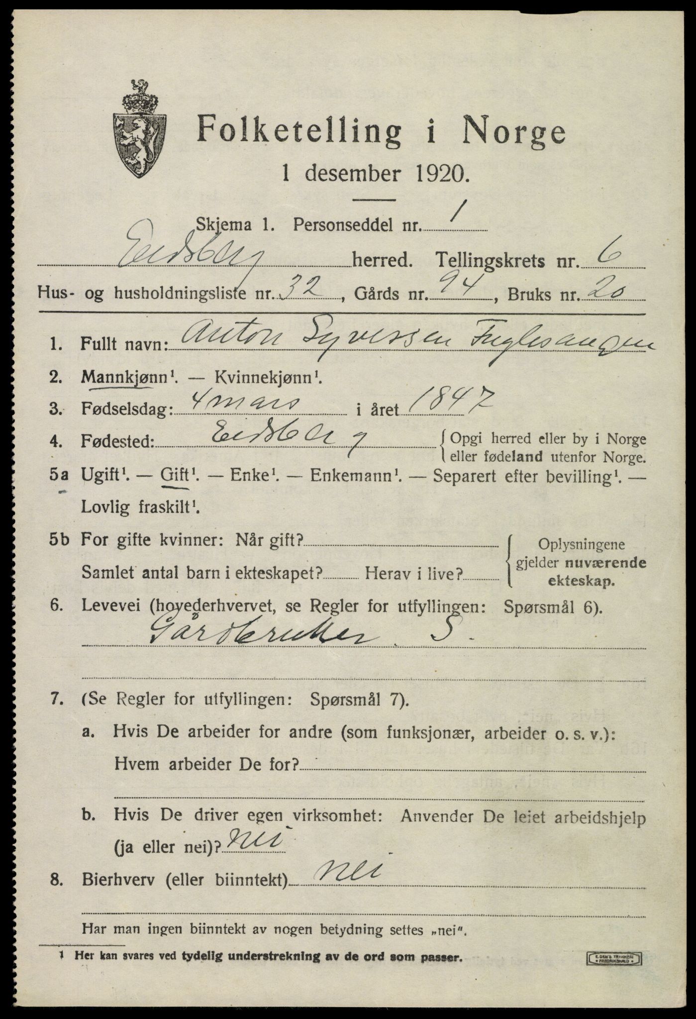 SAO, Folketelling 1920 for 0125 Eidsberg herred, 1920, s. 7789