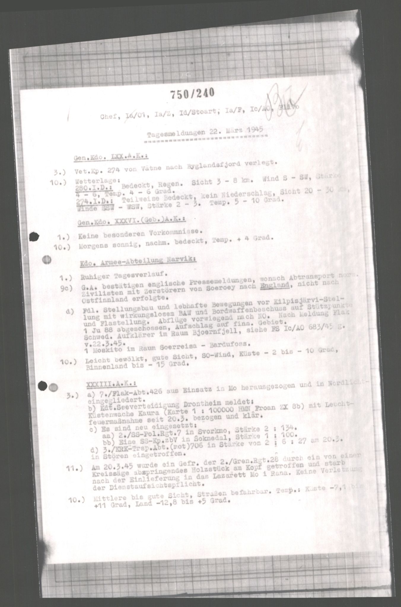 Forsvarets Overkommando. 2 kontor. Arkiv 11.4. Spredte tyske arkivsaker, AV/RA-RAFA-7031/D/Dar/Dara/L0004: Krigsdagbøker for 20. Gebirgs-Armee-Oberkommando (AOK 20), 1945, s. 132
