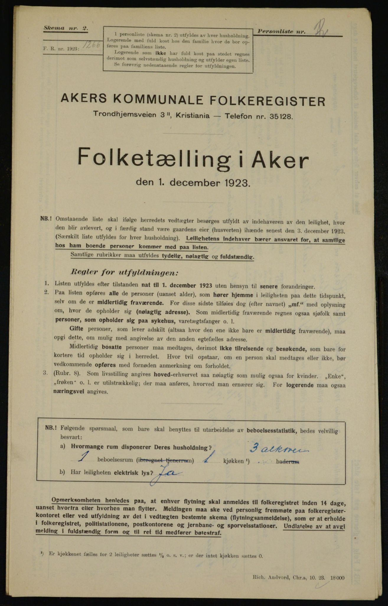 , Kommunal folketelling 1.12.1923 for Aker, 1923, s. 43957