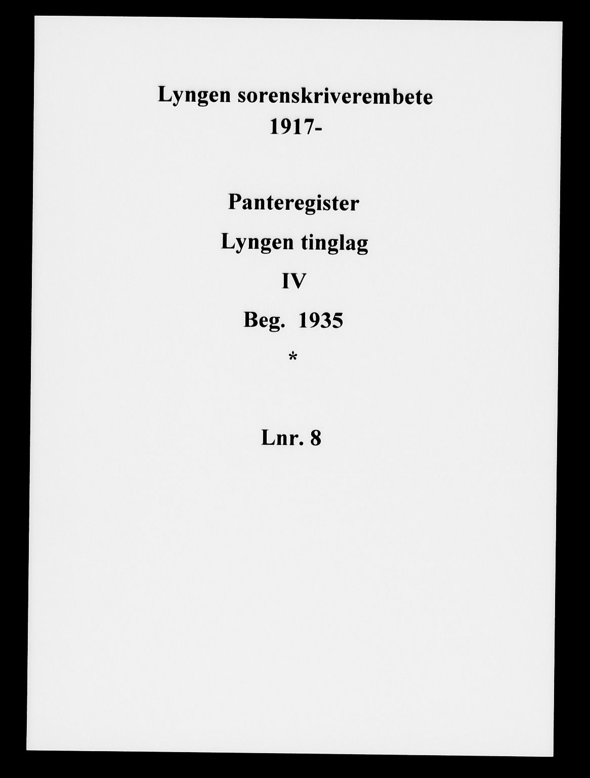 Lyngen sorenskriveri, SATØ/SATØ-0052/1/G/Gc/L0008: Panteregister nr. 8, 1935