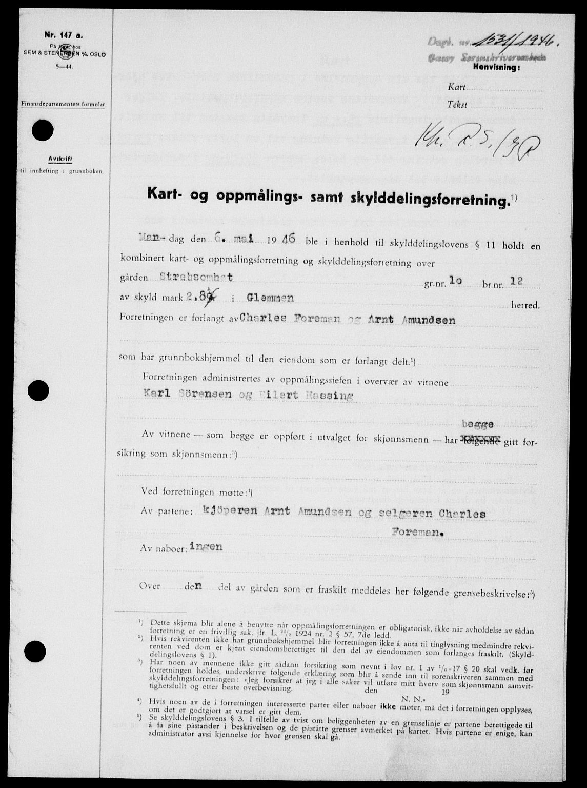 Onsøy sorenskriveri, SAO/A-10474/G/Ga/Gab/L0016: Pantebok nr. II A-16, 1946-1946, Dagboknr: 1531/1946