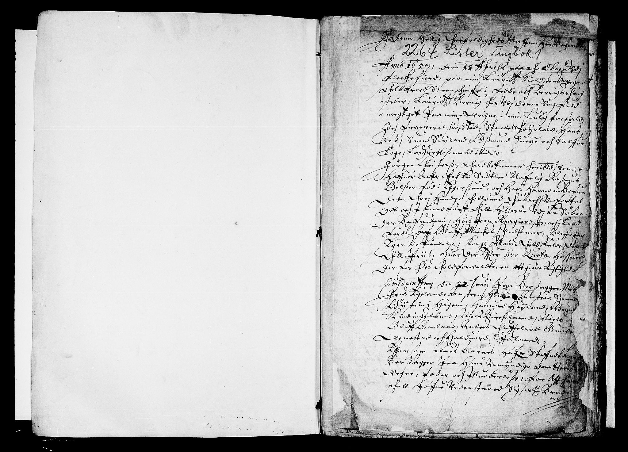 Lister sorenskriveri, SAK/1221-0003/F/Fa/L0001: Tingbok nr 1, 1657-1660, s. 2