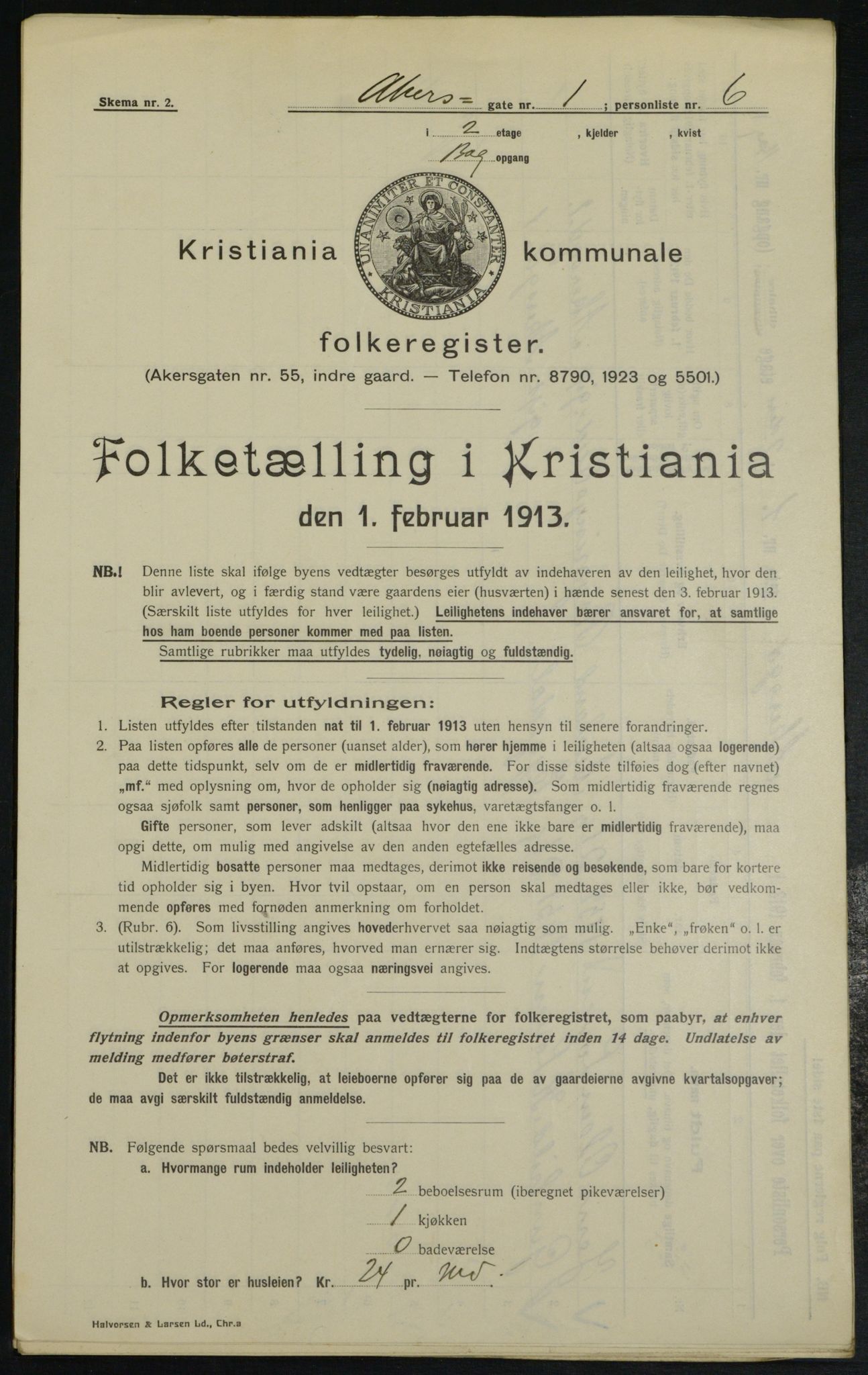 OBA, Kommunal folketelling 1.2.1913 for Kristiania, 1913, s. 315