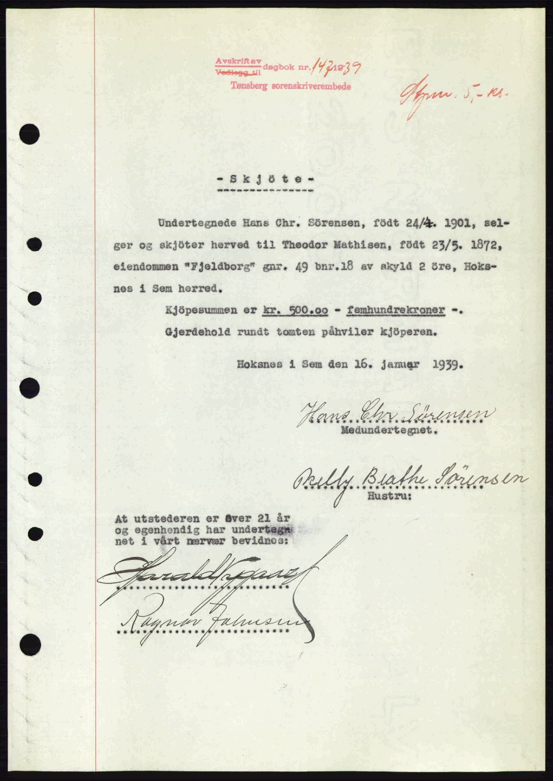 Jarlsberg sorenskriveri, SAKO/A-131/G/Ga/Gaa/L0006: Pantebok nr. A-6, 1938-1939