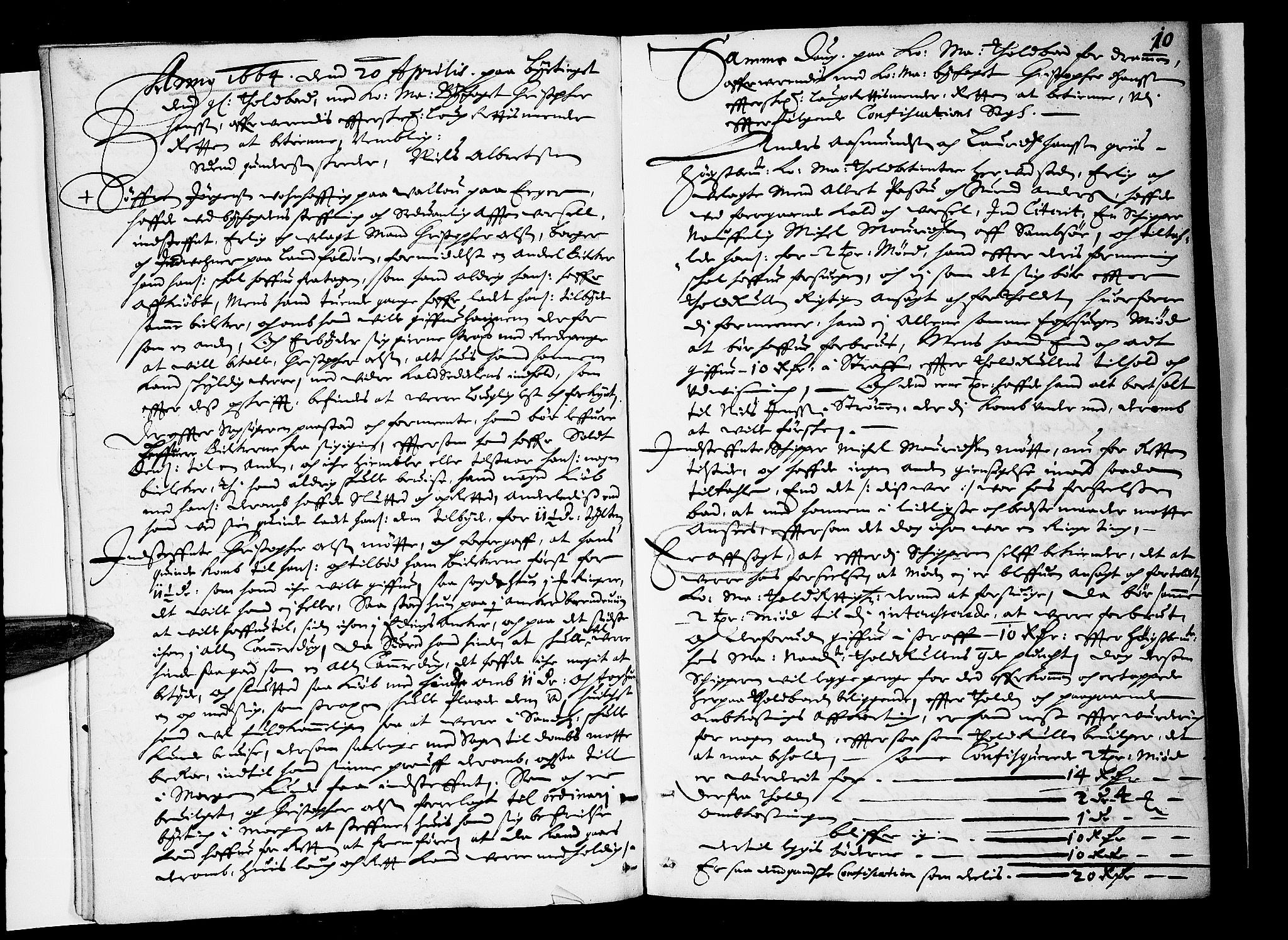 Drammen byfogd, AV/SAKO-A-222/F/Fa/L0002: Tingbok for Bragernes og Strømsø, 1664, s. 9b-10a