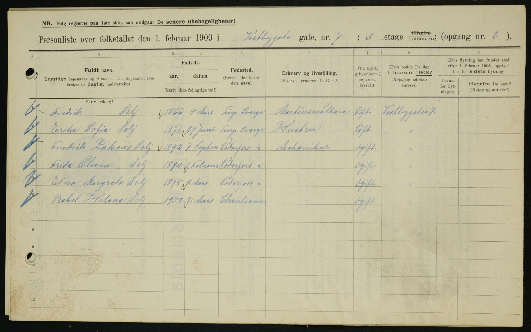 OBA, Kommunal folketelling 1.2.1909 for Kristiania kjøpstad, 1909, s. 90517