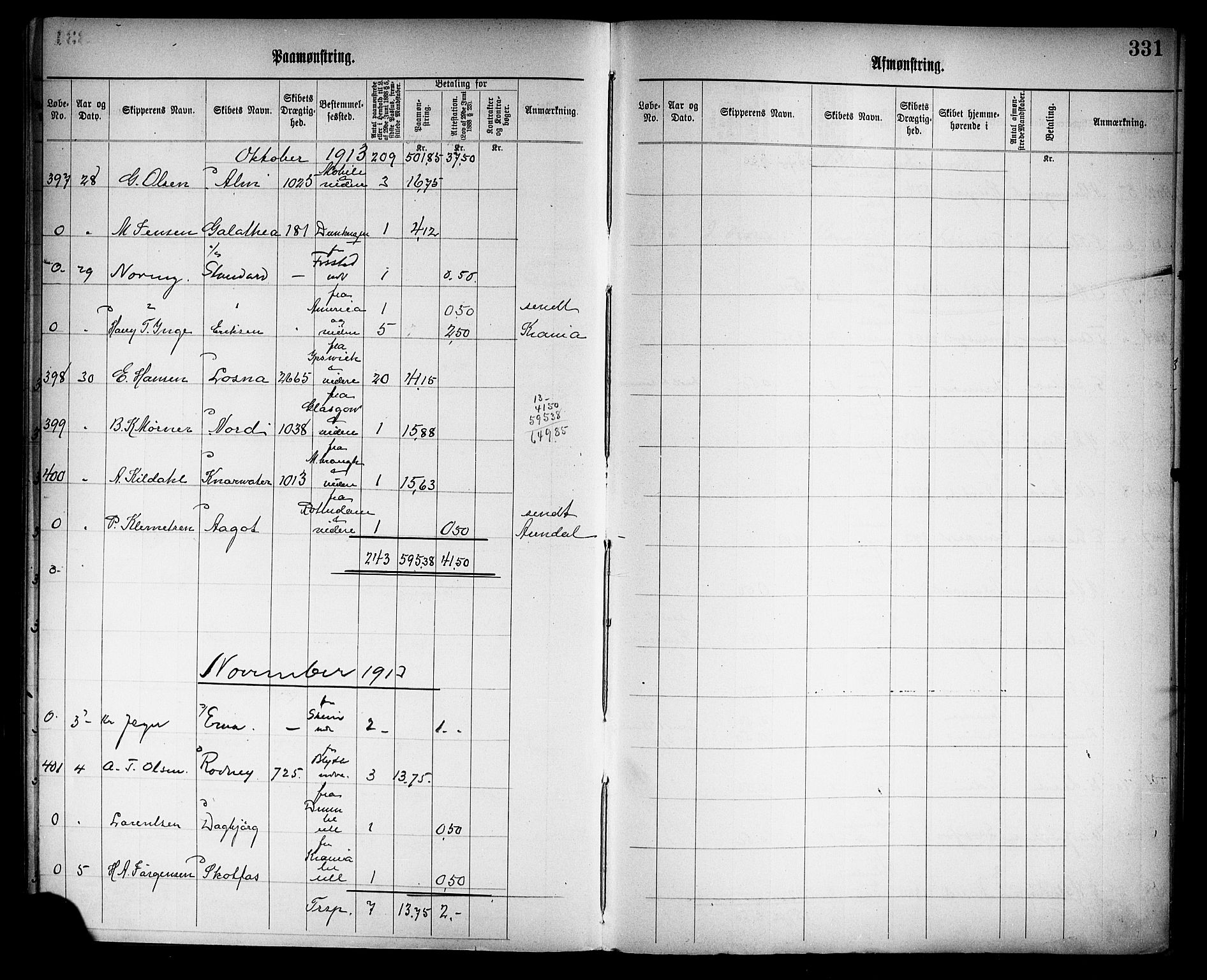 Tønsberg innrulleringskontor, AV/SAKO-A-786/H/Ha/L0006: Mønstringsjournal, 1906-1914, s. 335