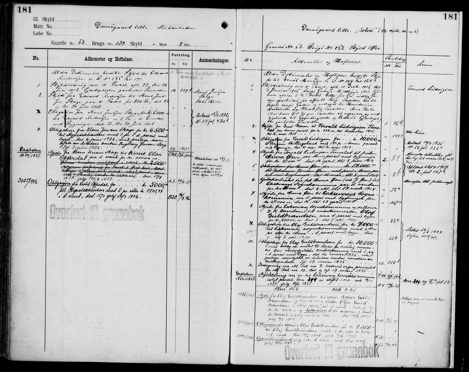 Midhordland sorenskriveri, AV/SAB-A-3001/1/G/Ga/Gab/L0113: Panteregister nr. II.A.b.113, s. 181