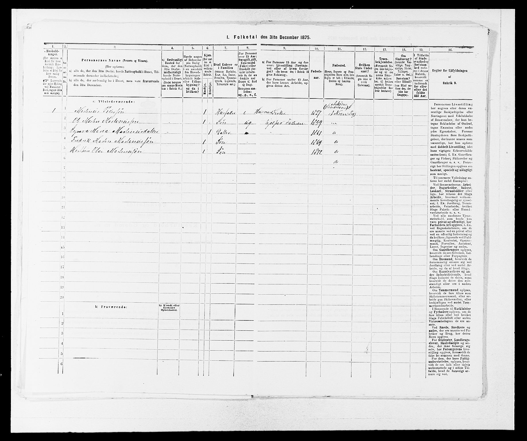 SAB, Folketelling 1875 for 1247P Askøy prestegjeld, 1875, s. 1153