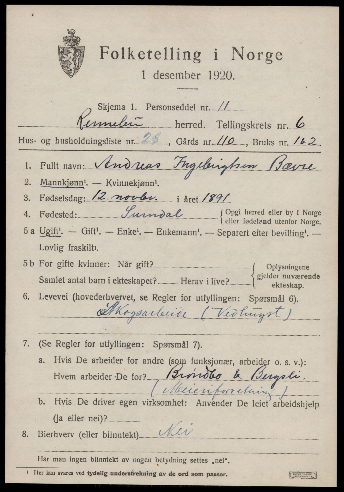 SAT, Folketelling 1920 for 1635 Rennebu herred, 1920, s. 4772
