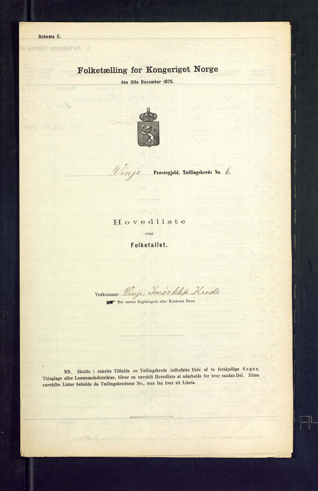 SAKO, Folketelling 1875 for 0834P Vinje prestegjeld, 1875, s. 22