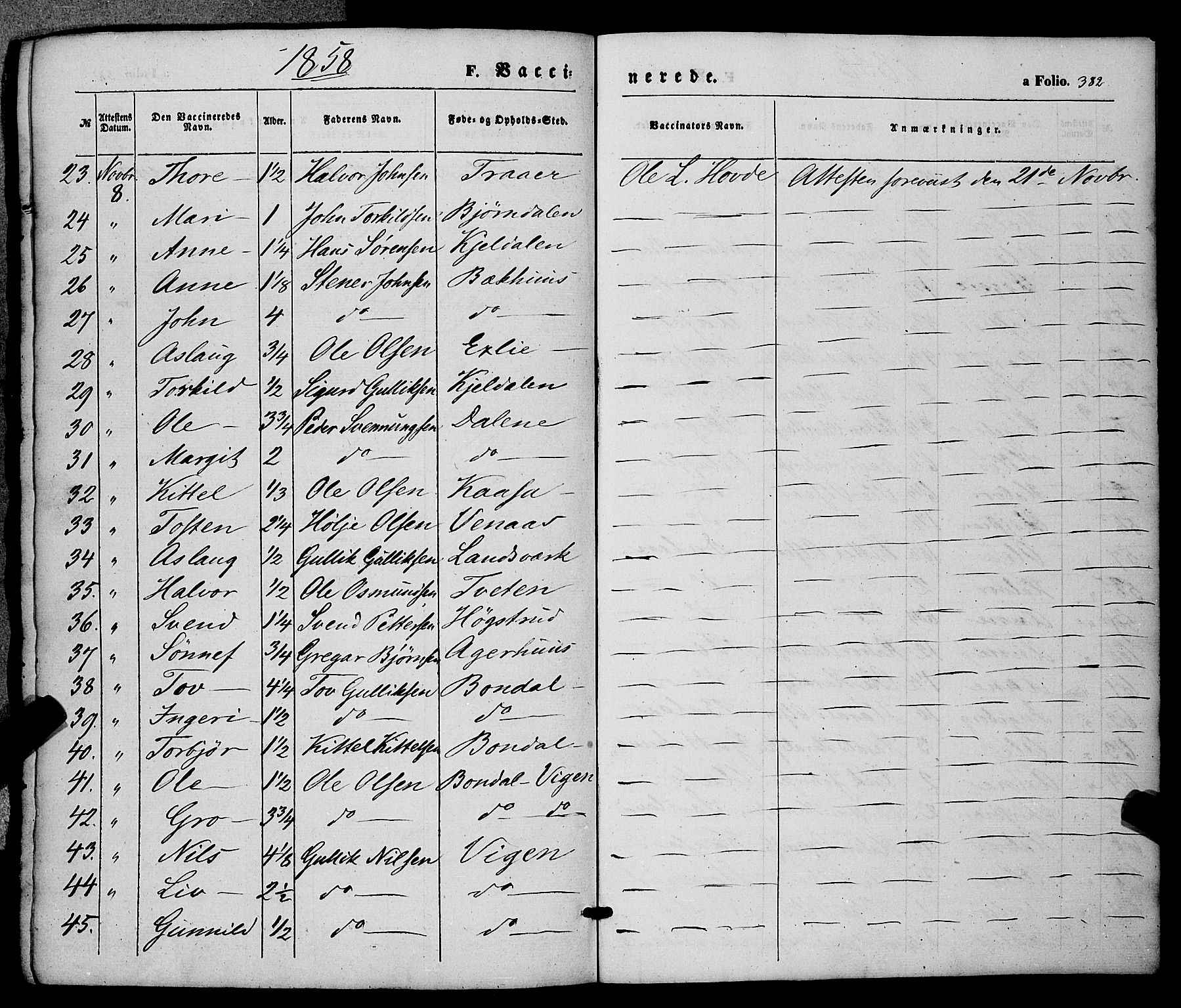 Hjartdal kirkebøker, AV/SAKO-A-270/F/Fa/L0008: Ministerialbok nr. I 8, 1844-1859, s. 382