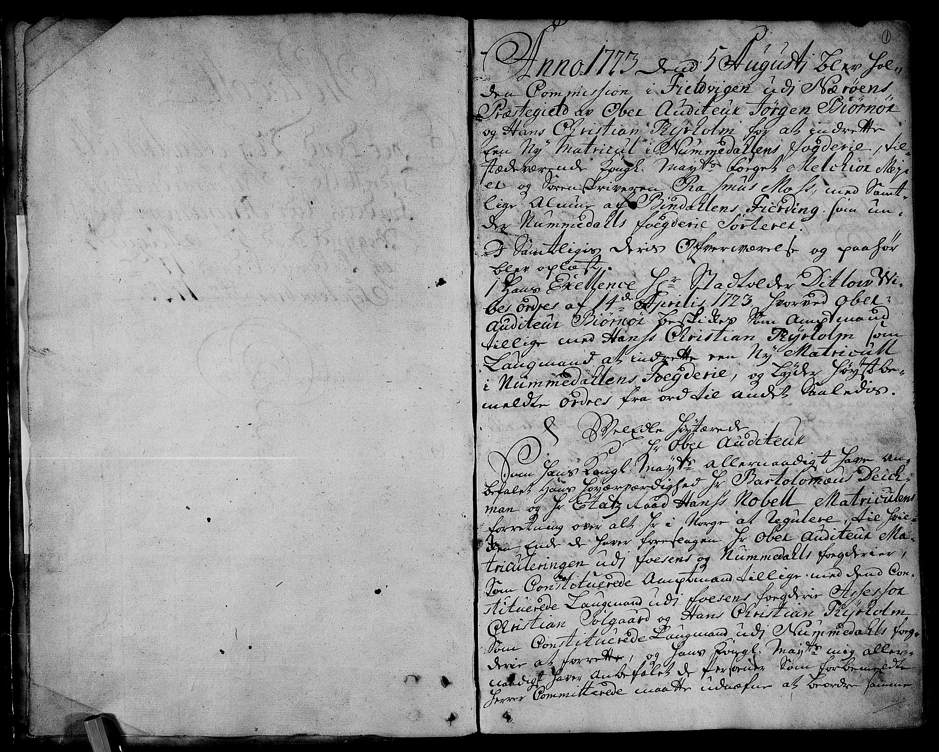 Rentekammeret inntil 1814, Realistisk ordnet avdeling, RA/EA-4070/N/Nb/Nbf/L0168: Namdalen eksaminasjonsprotokoll, 1723, s. 2