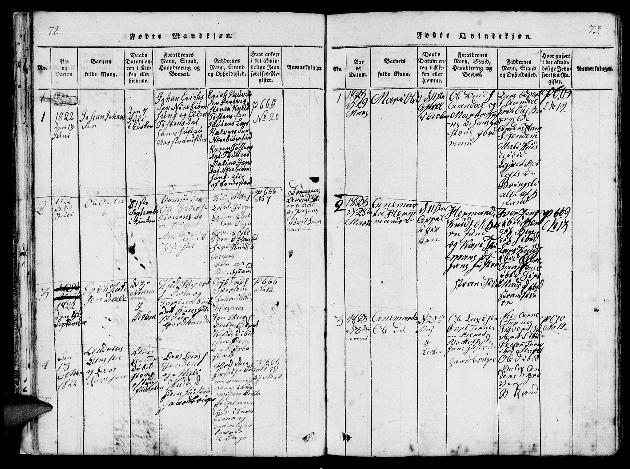 Ministerialprotokoller, klokkerbøker og fødselsregistre - Møre og Romsdal, AV/SAT-A-1454/565/L0747: Ministerialbok nr. 565A01, 1817-1844, s. 72-73