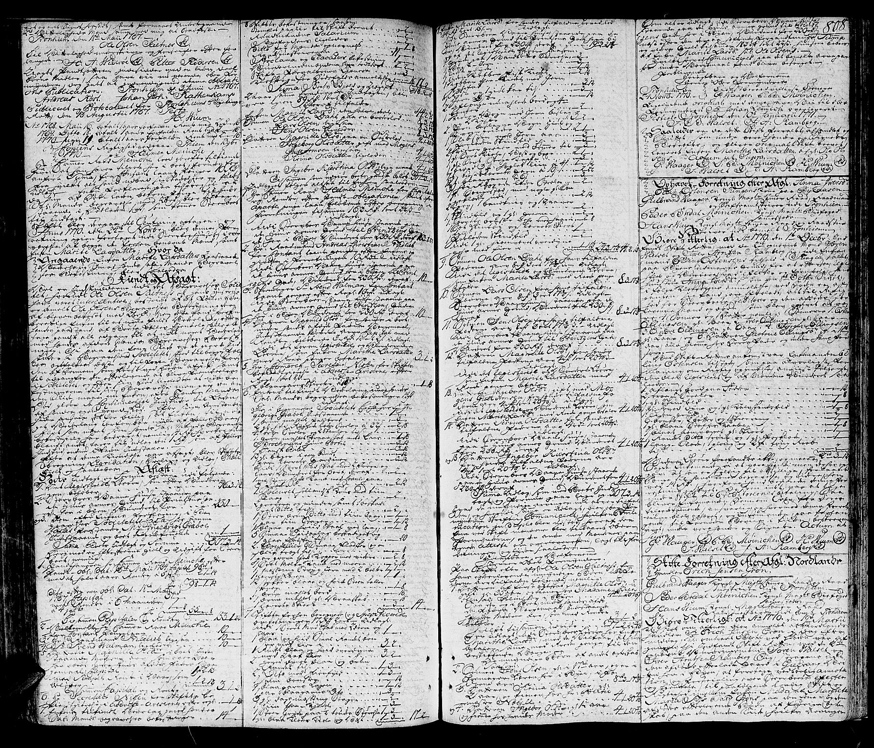 Trondheim byfogd, AV/SAT-A-0003/1/3/3A/L0021: Skifteprotokoll - gml.nr.18. (m/ register), 1765-1771, s. 807b-808a
