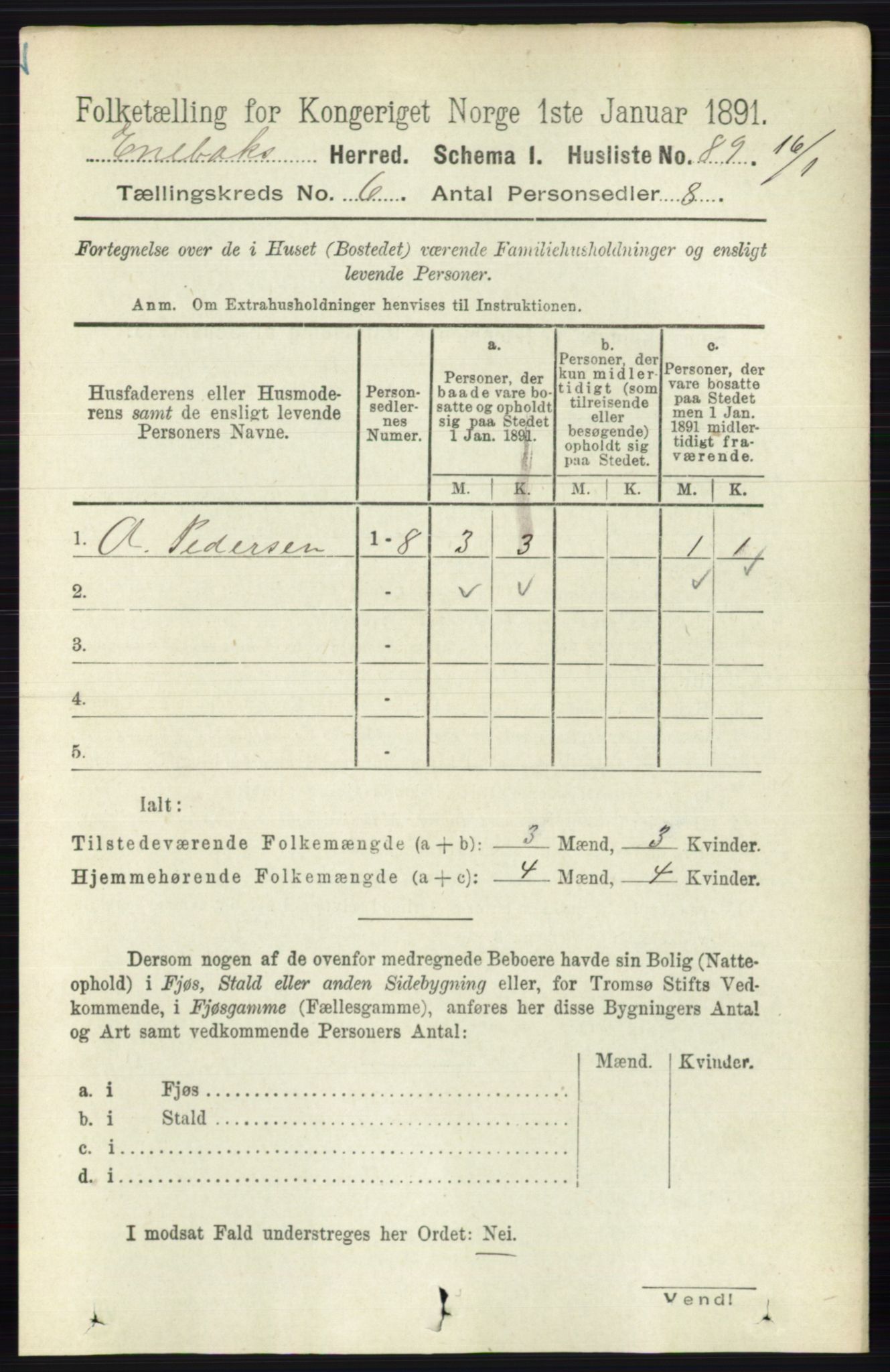 RA, Folketelling 1891 for 0229 Enebakk herred, 1891, s. 2884
